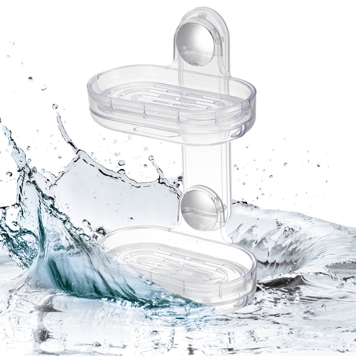 Double Layer Soap Holder Wall Mounted Soap Dish for Bathroom Kitchen Clear
