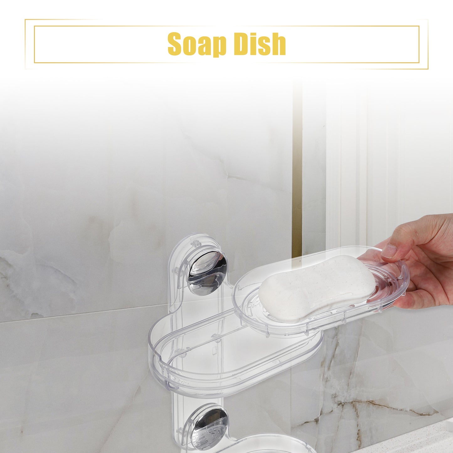Double Layer Soap Holder Wall Mounted Soap Dish for Bathroom Kitchen Clear