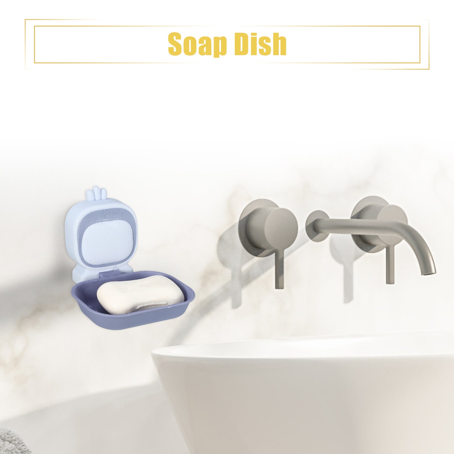 Wall Mounted Soap Dish Cute Plastic Soap Holder for Bathroom Kitchen Light Purple