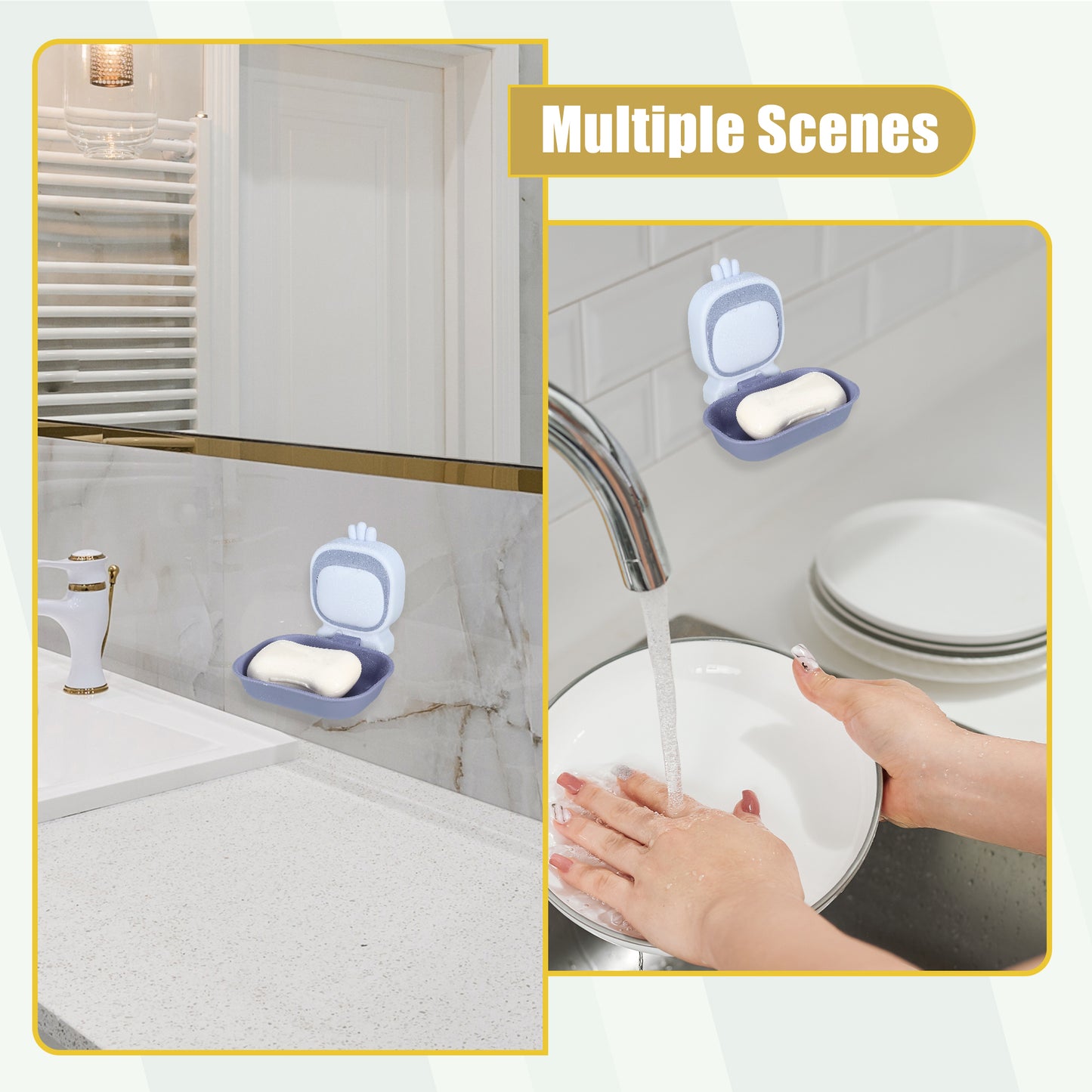 Wall Mounted Soap Dish Cute Plastic Soap Holder for Bathroom Kitchen Light Purple