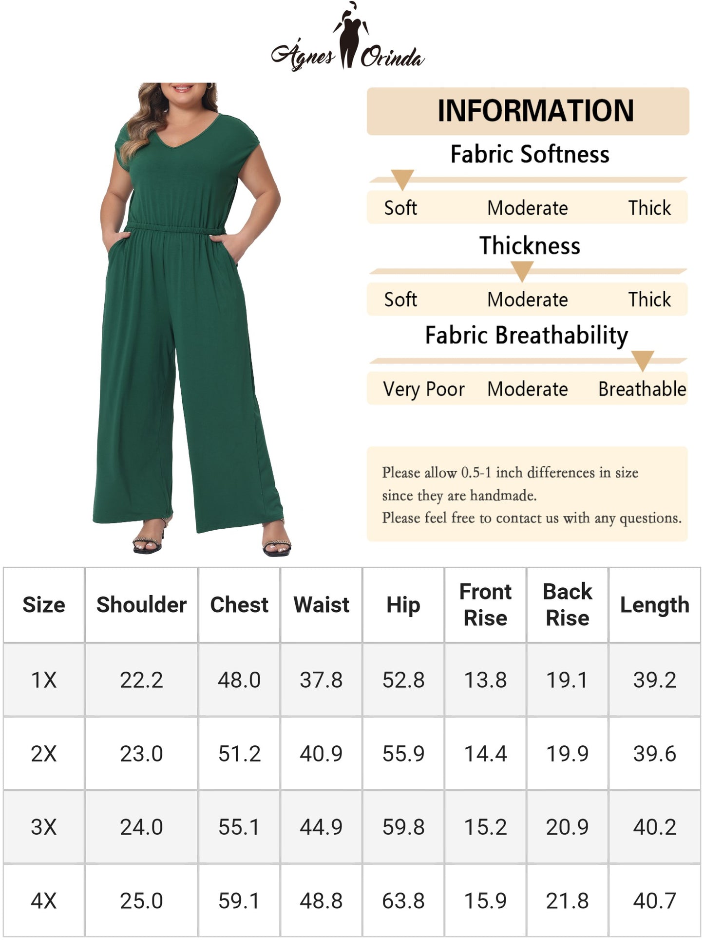 Women Plus Size Overall Rompers V Neck Wide Legs Pants Sleeveless Jumpsuits with Pockets