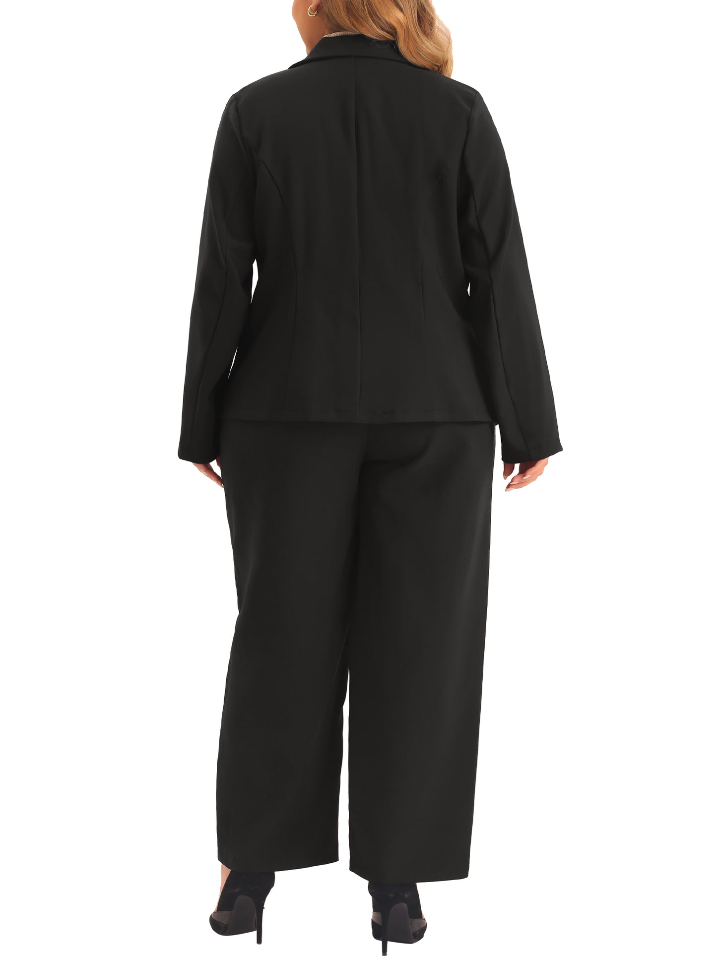 Traje de dos piezas de talla grande para mujer, conjunto de chaqueta y pantalón para oficina de negocios