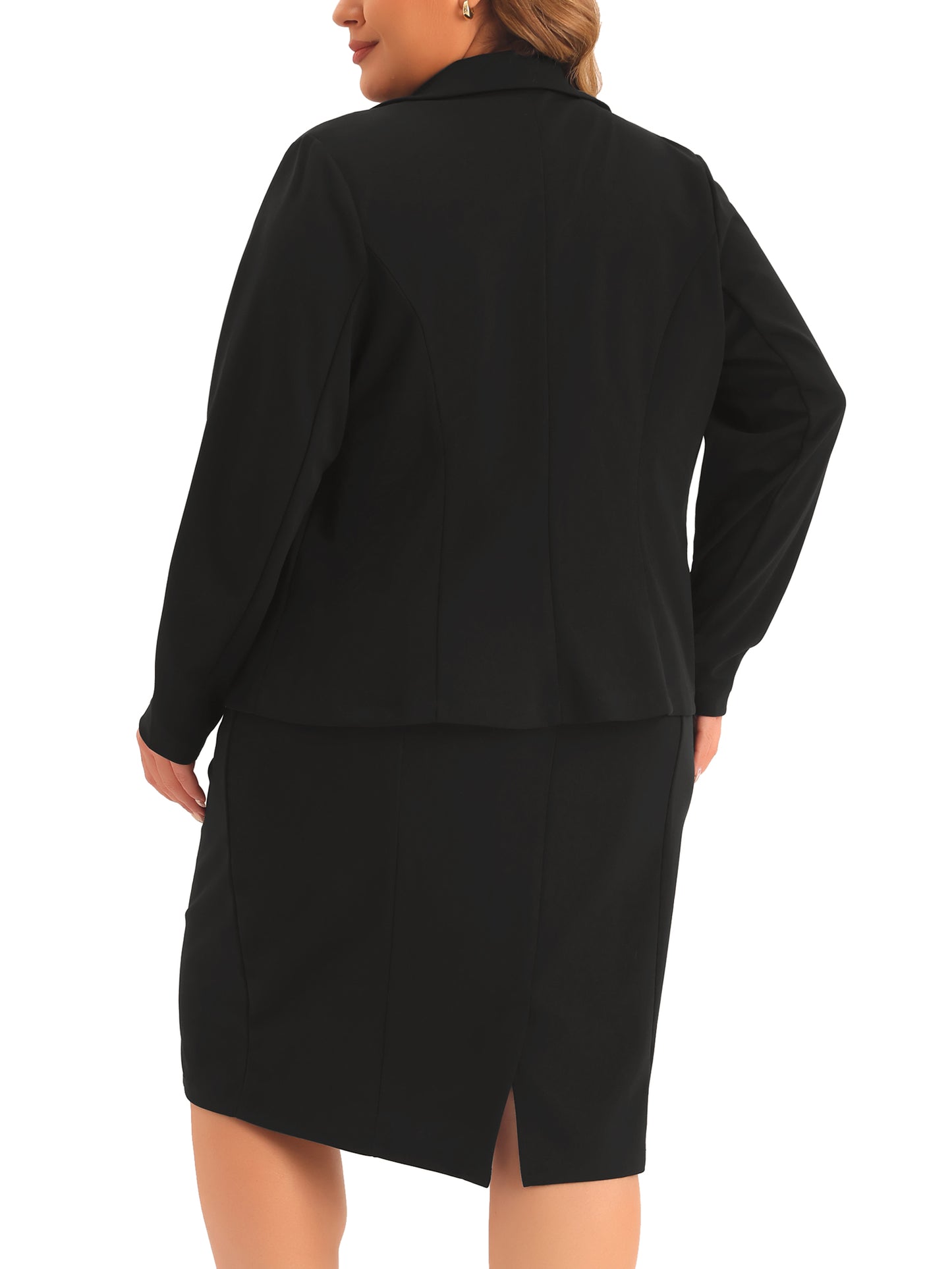 Traje de dos piezas de talla grande para mujer, chaqueta blazer y vestido sin mangas, conjunto informal de negocios