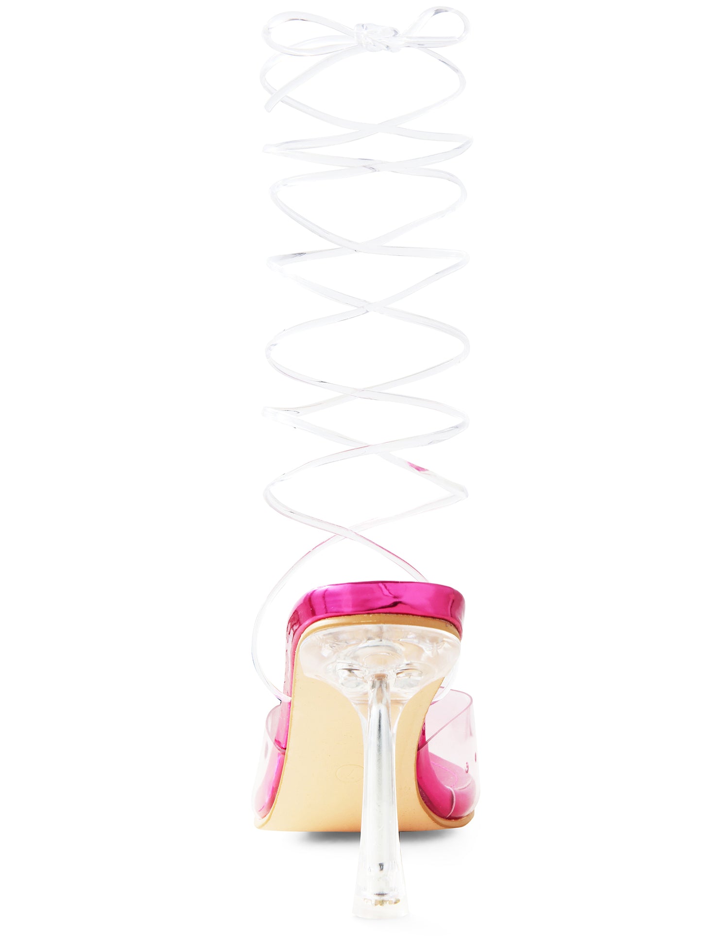 Zapatos de tacón de aguja transparente con cordones para mujer