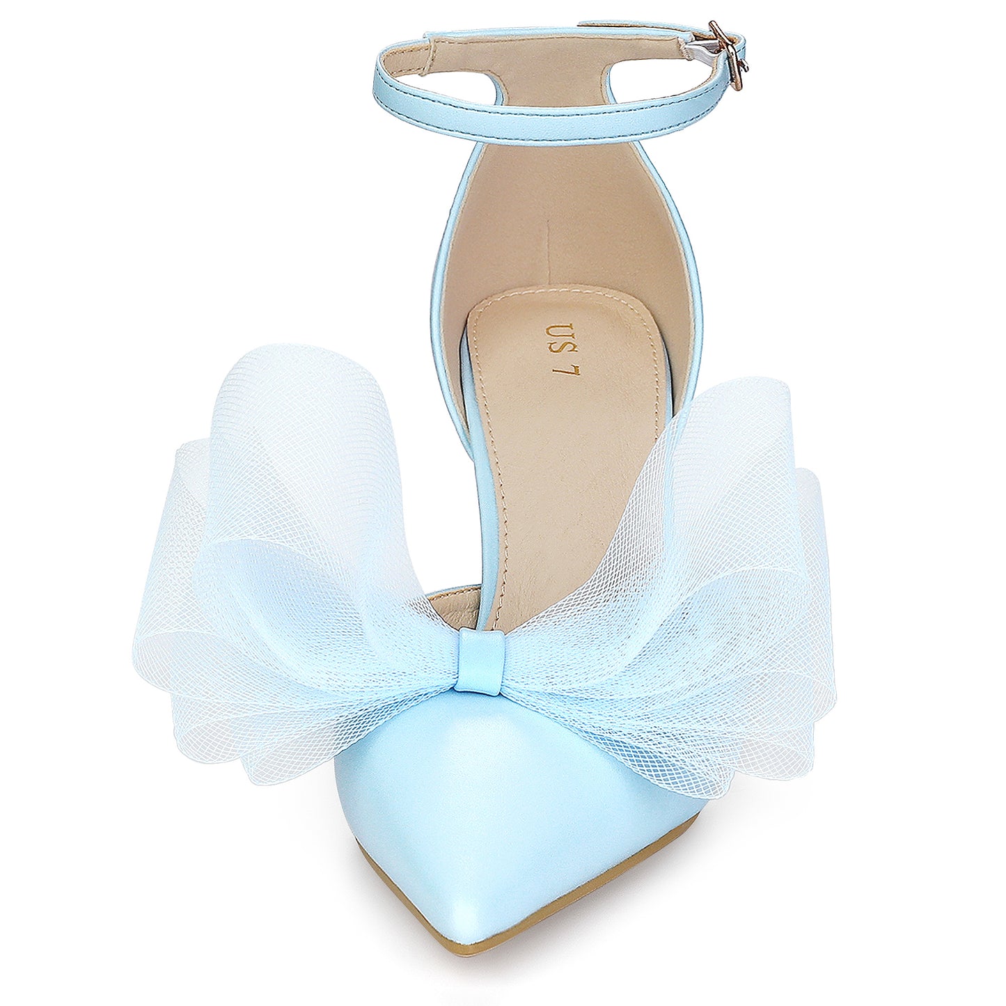 Zapatos de tacón de aguja con tira al tobillo y lazo para mujer