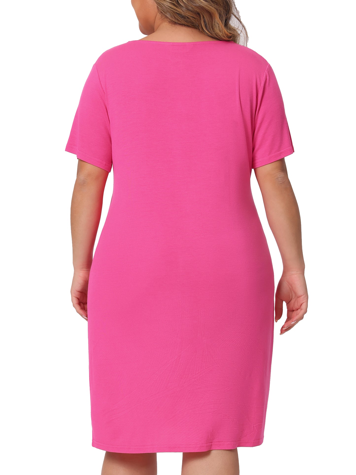 Women Plus Size Nightgowns Lace V Neck Short Sleeve Loungewear Sleepwear Dress