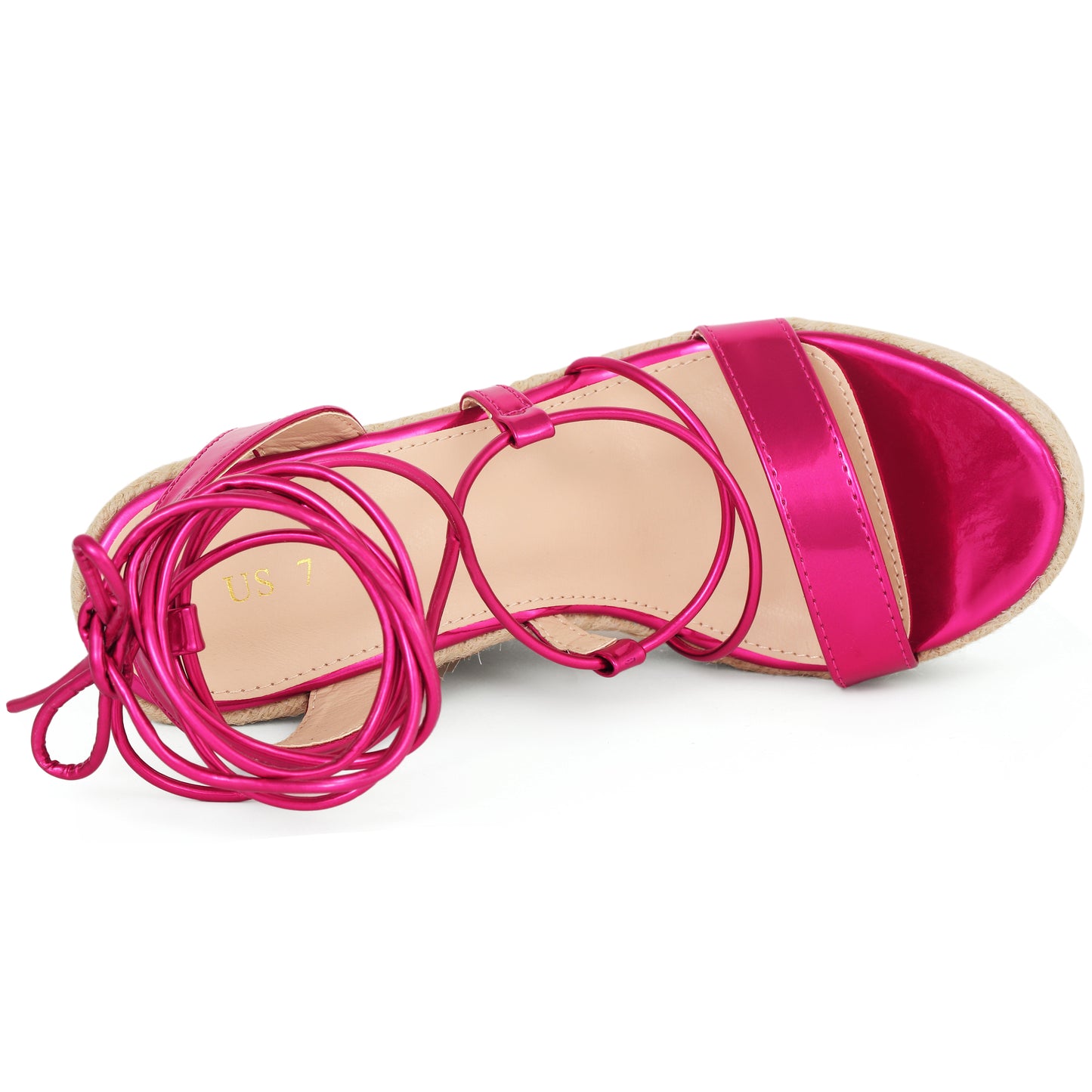 Alpargatas de plataforma con cuña y tacón con cordones para mujer