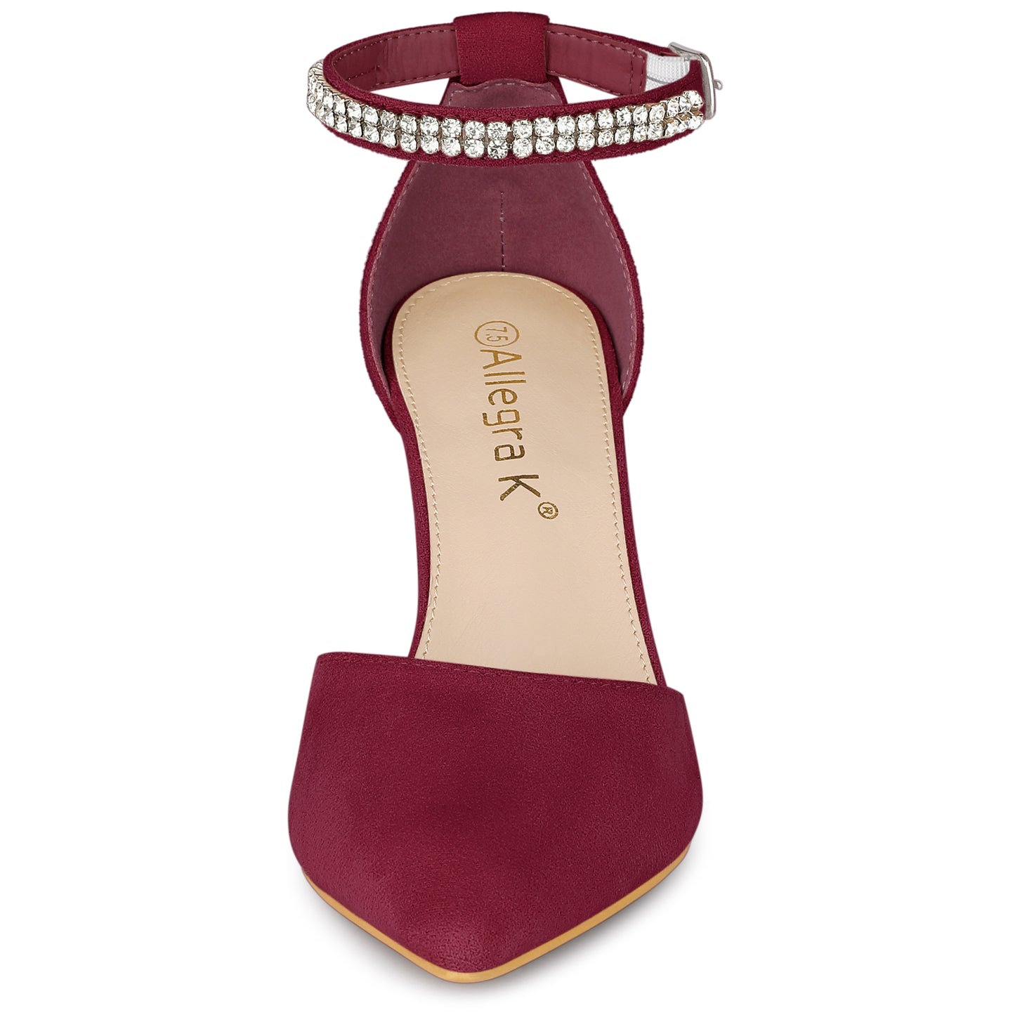 Zapatos de tacón grueso con tiras en el tobillo y punta puntiaguda para mujer