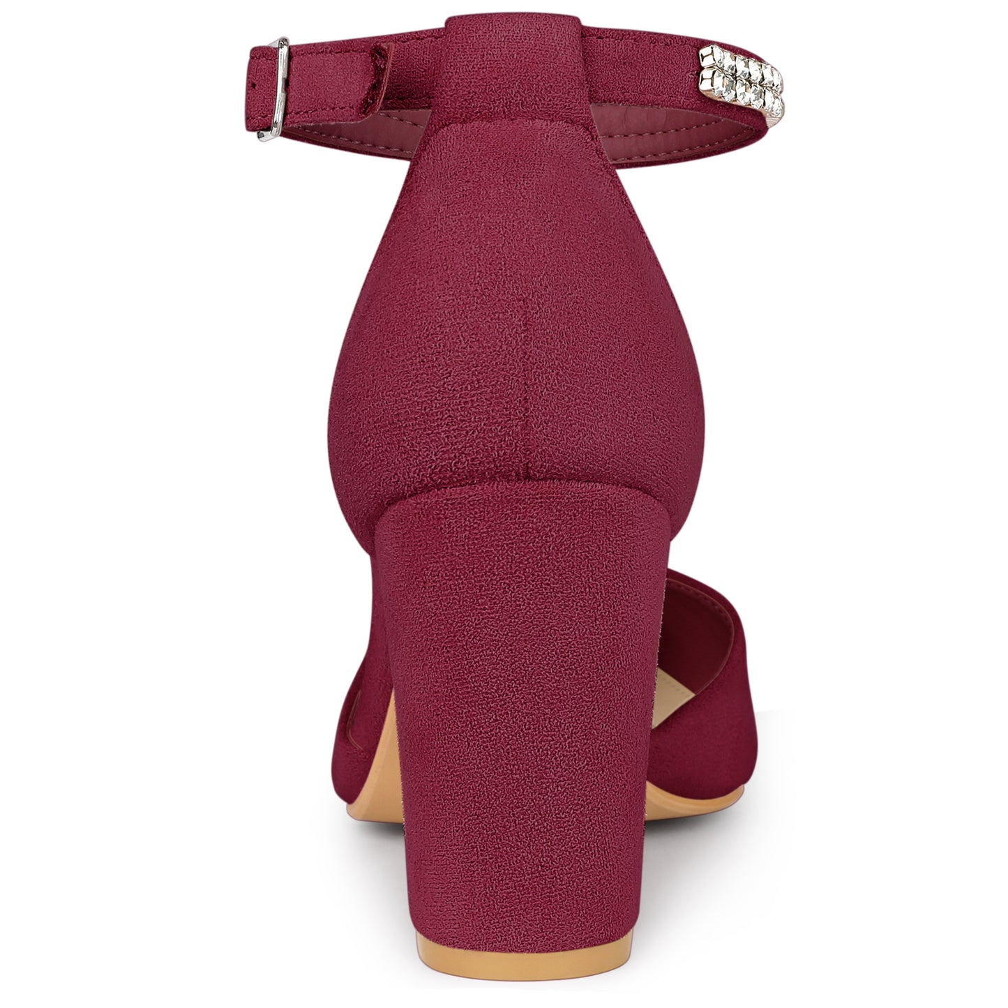 Zapatos de tacón grueso con tiras en el tobillo y punta puntiaguda para mujer