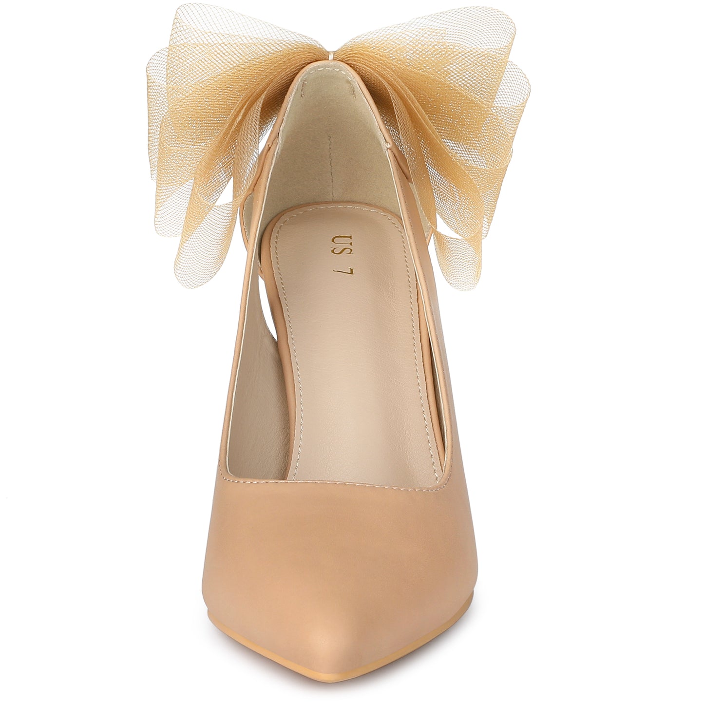 Zapatos de tacón de aguja con punta puntiaguda y lazo de malla para mujer