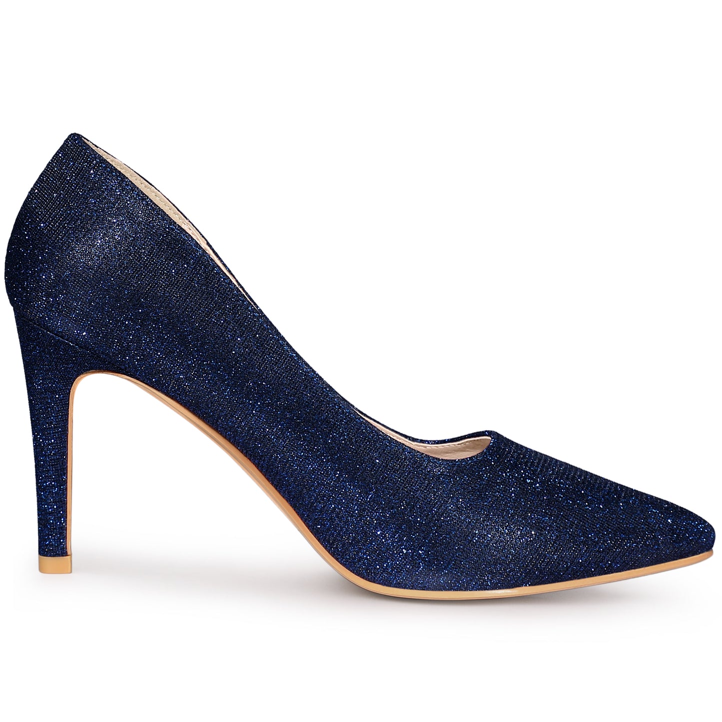 Zapatos de tacón alto de aguja con purpurina para mujer