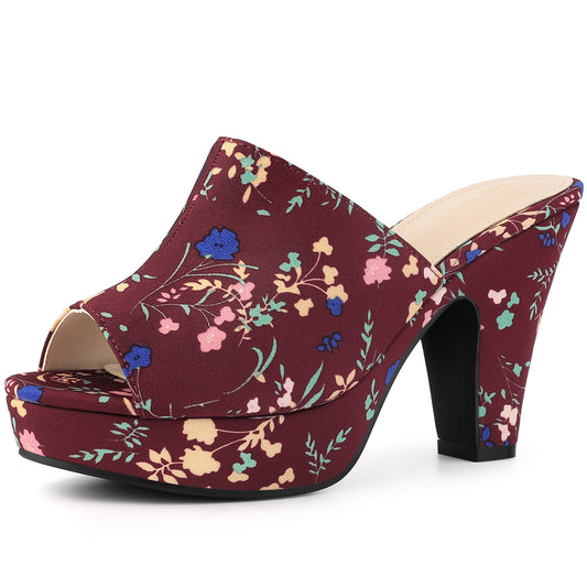 Sandalias de plataforma con tacón grueso y diseño floral para mujer