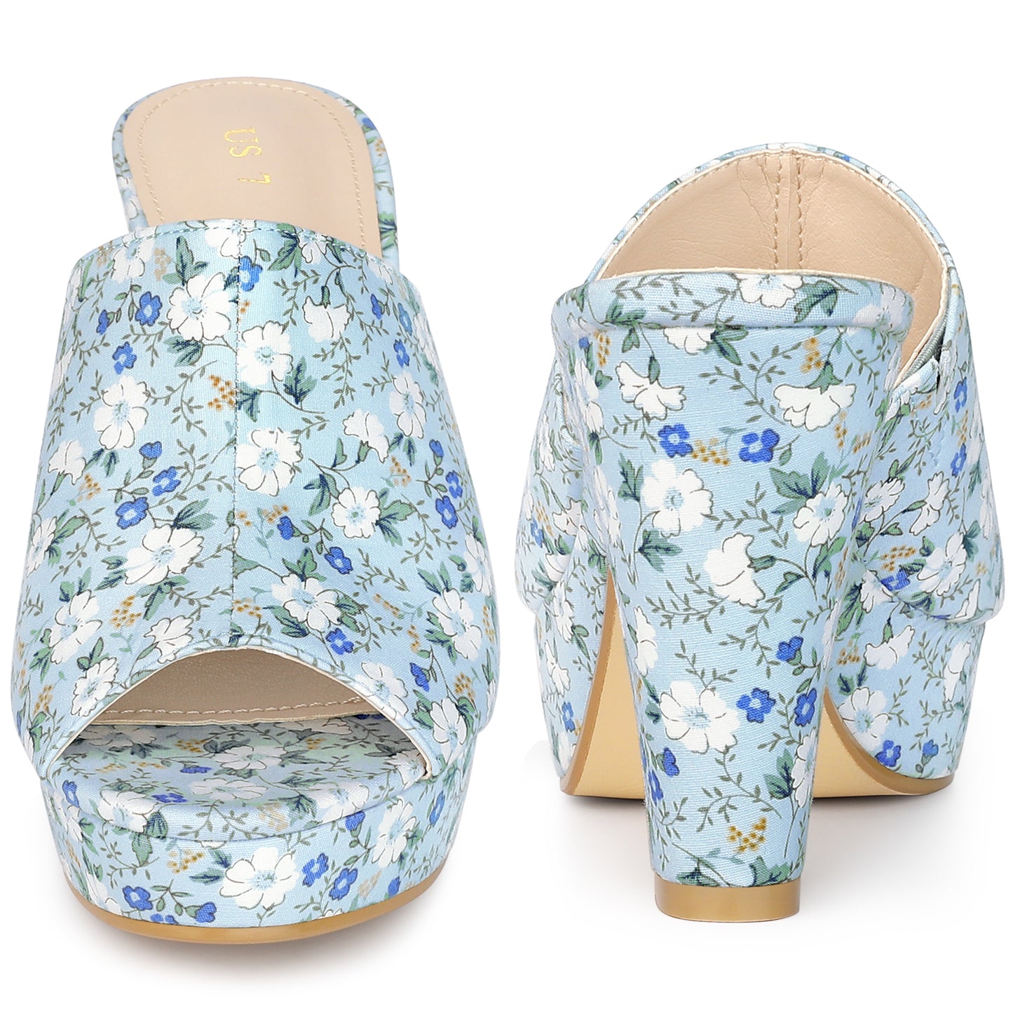 Sandalias de plataforma con tacón grueso y diseño floral para mujer