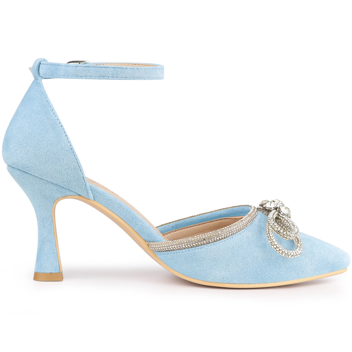 Sandalias de tacón de aguja con lazo y diamantes de imitación para mujer