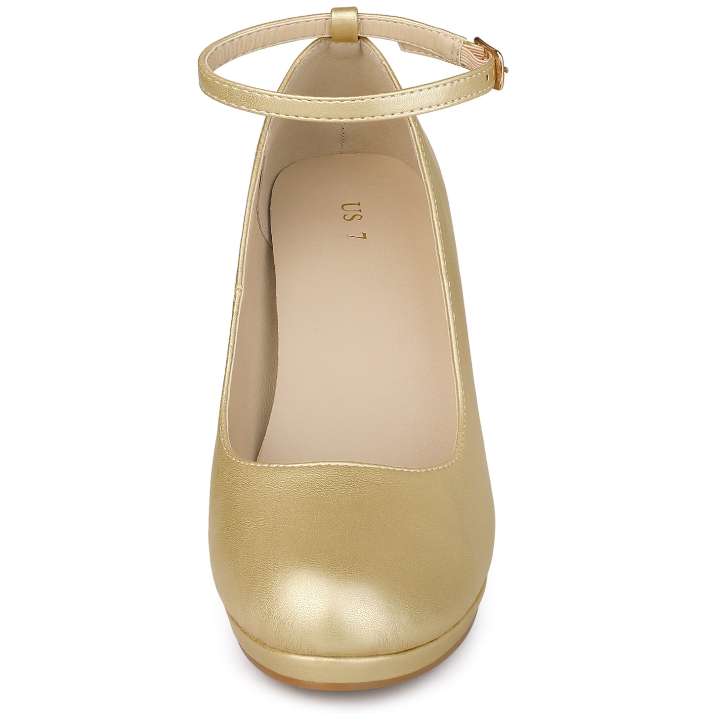 Women's Round Toe Stiletto Heels Ankle Strap Pumps