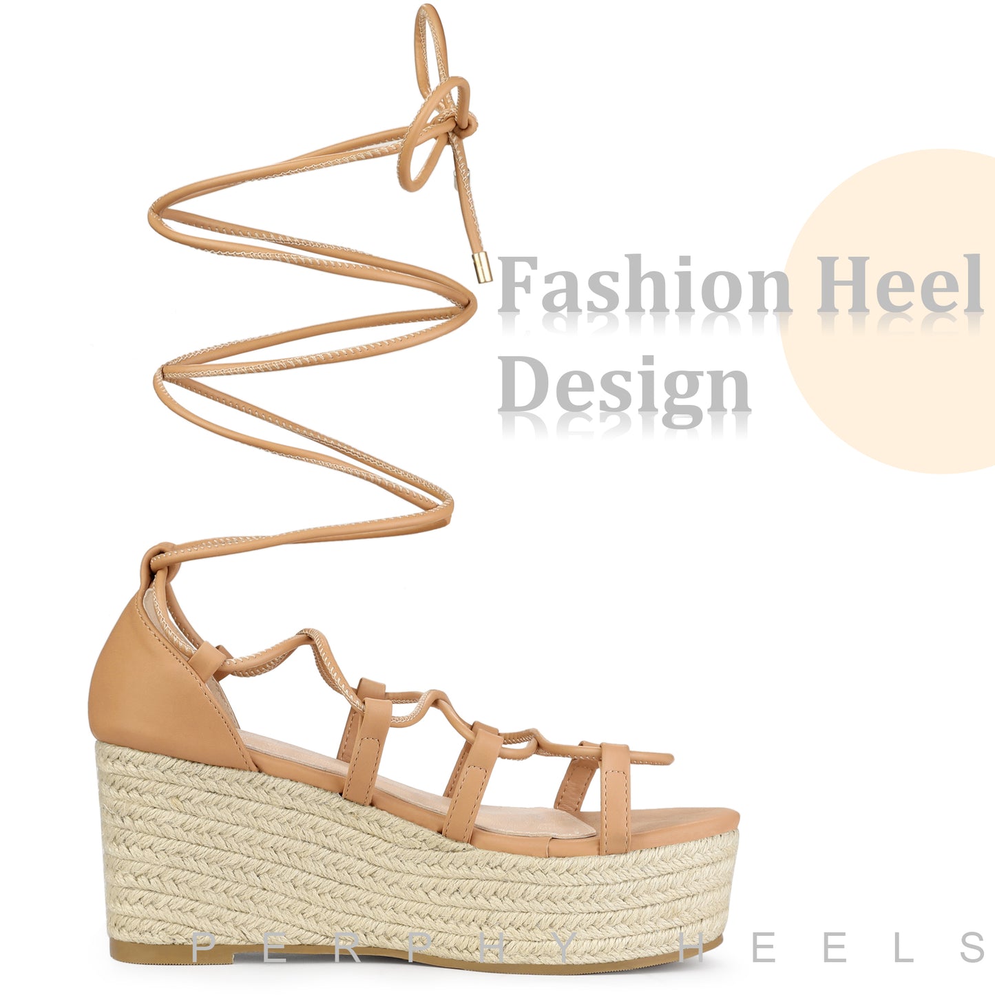 Women Lace Up Platform Wedge Heel Strappy Sandals