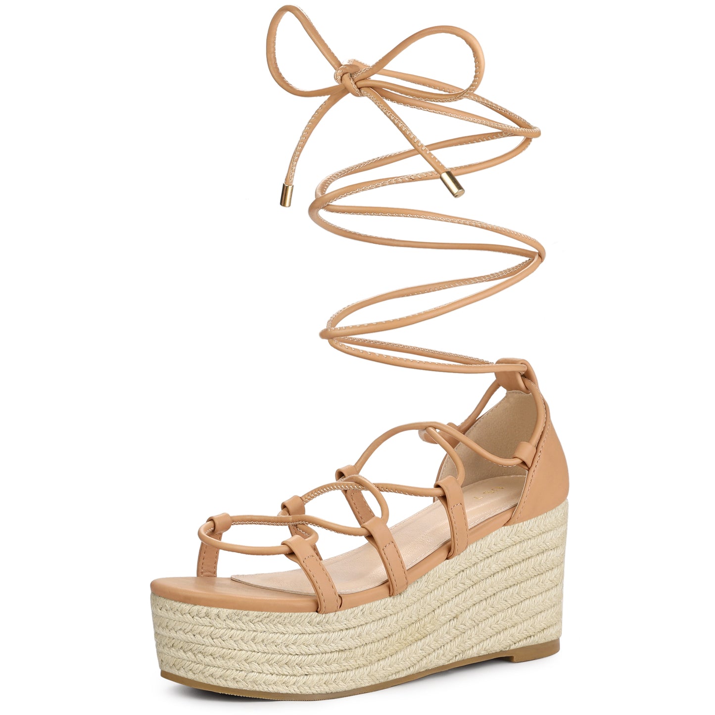 Women Lace Up Platform Wedge Heel Strappy Sandals