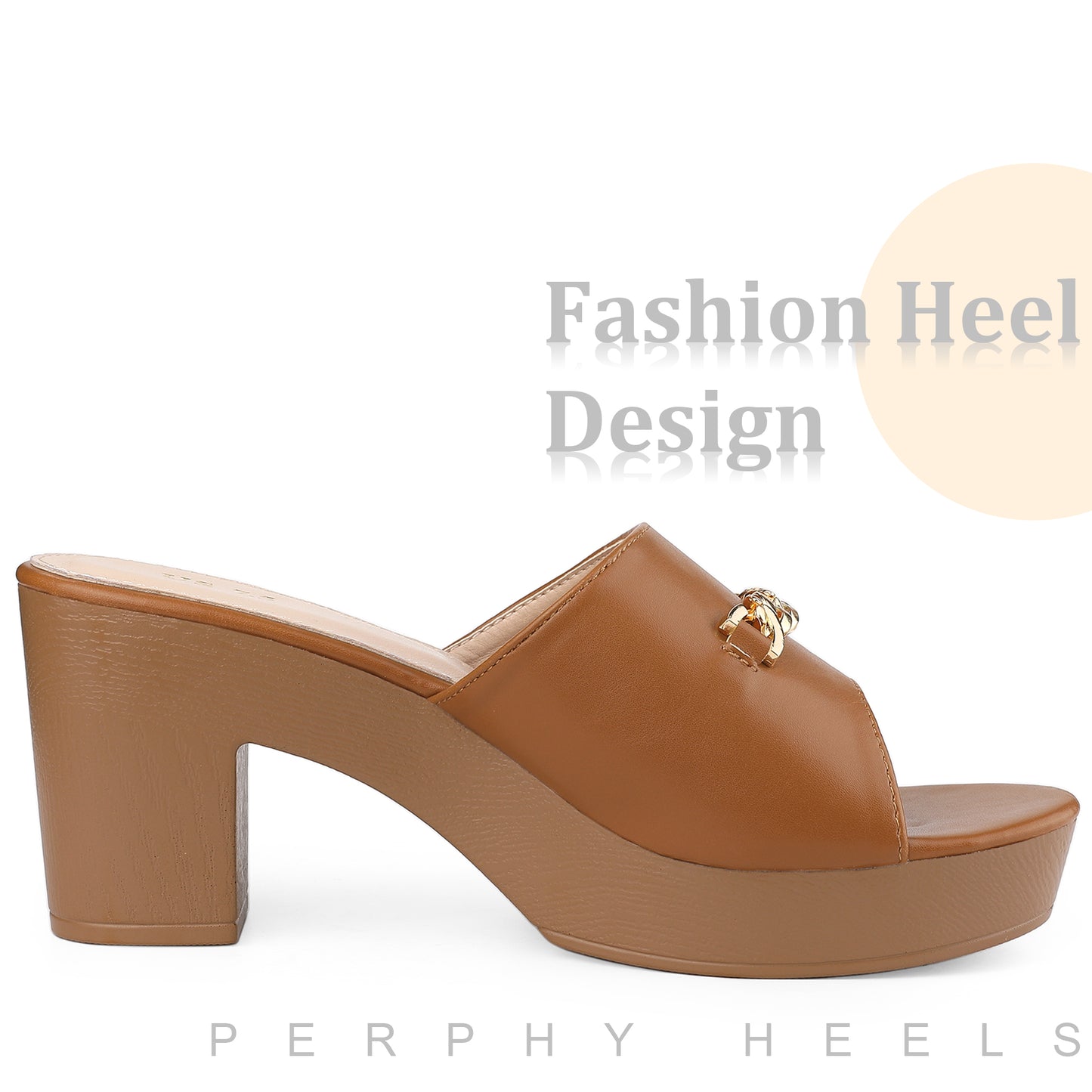 Women Open Toe Platform Block Heel Slides Sandals