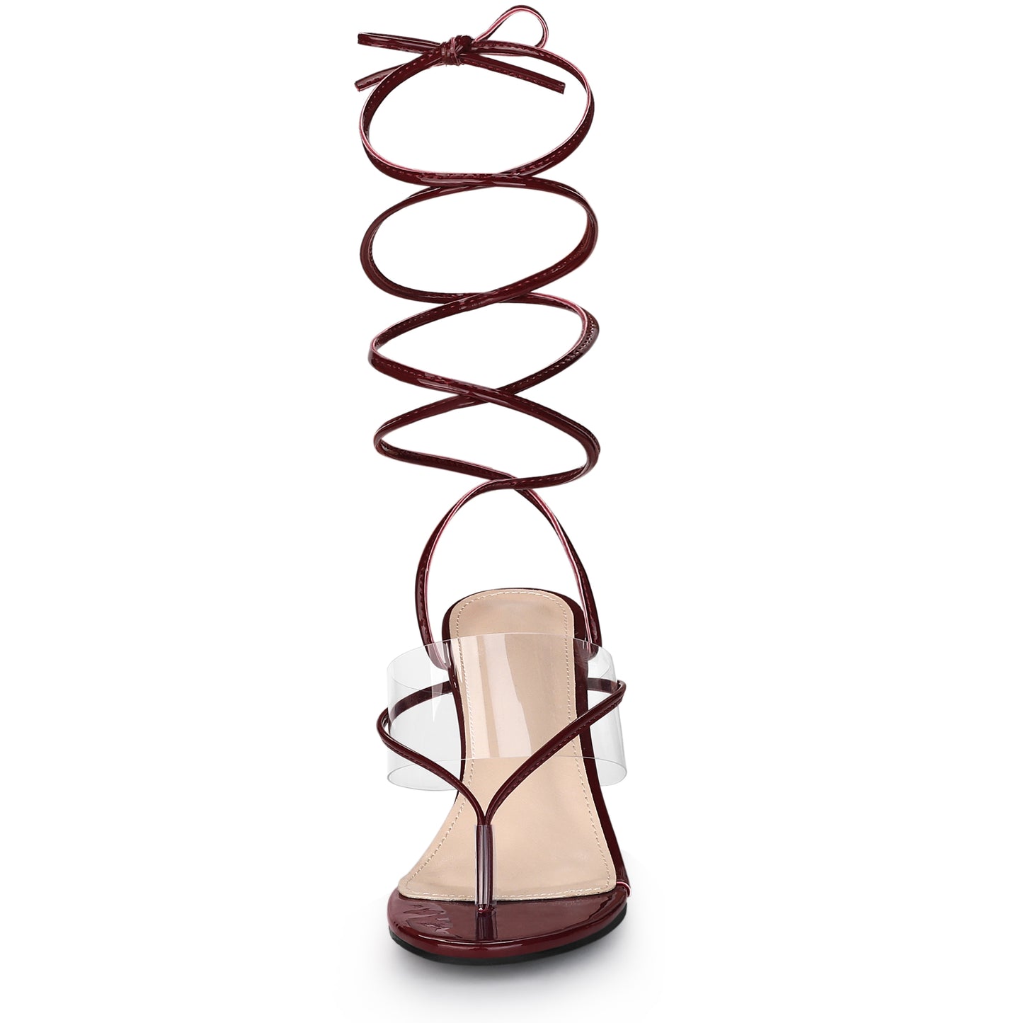 Women's Lace Up Clear Strap Flip Flops Wedge Sandals