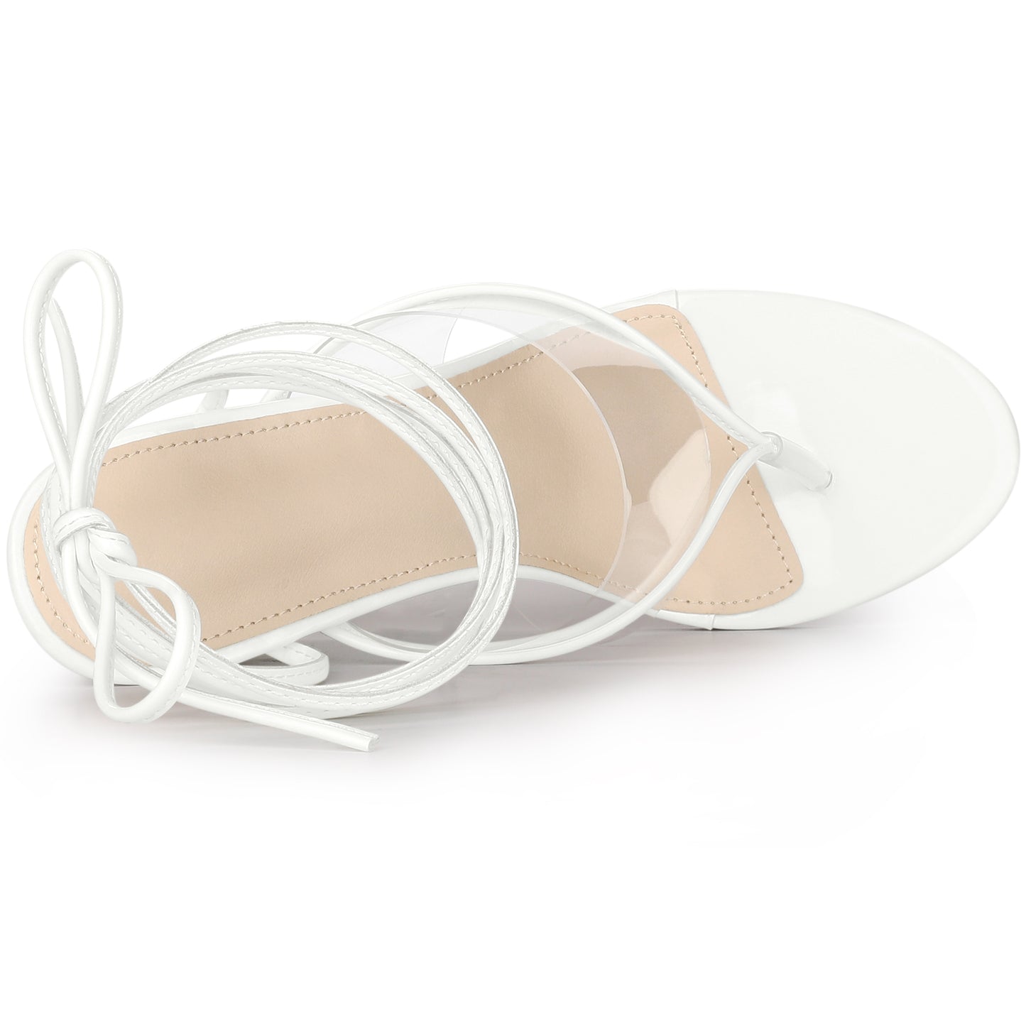 Sandalias de cuña con tiras transparentes y cordones para mujer