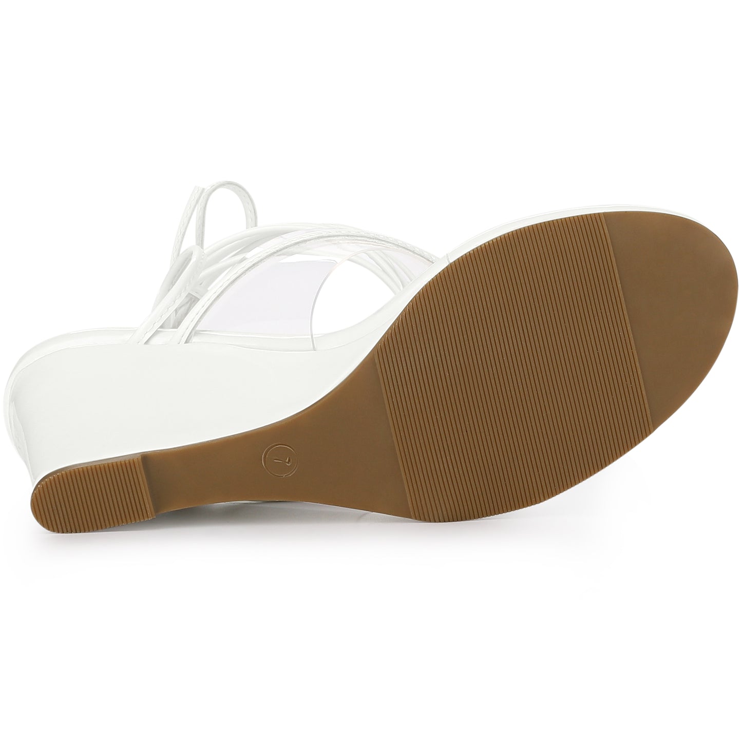 Sandalias de cuña con tiras transparentes y cordones para mujer