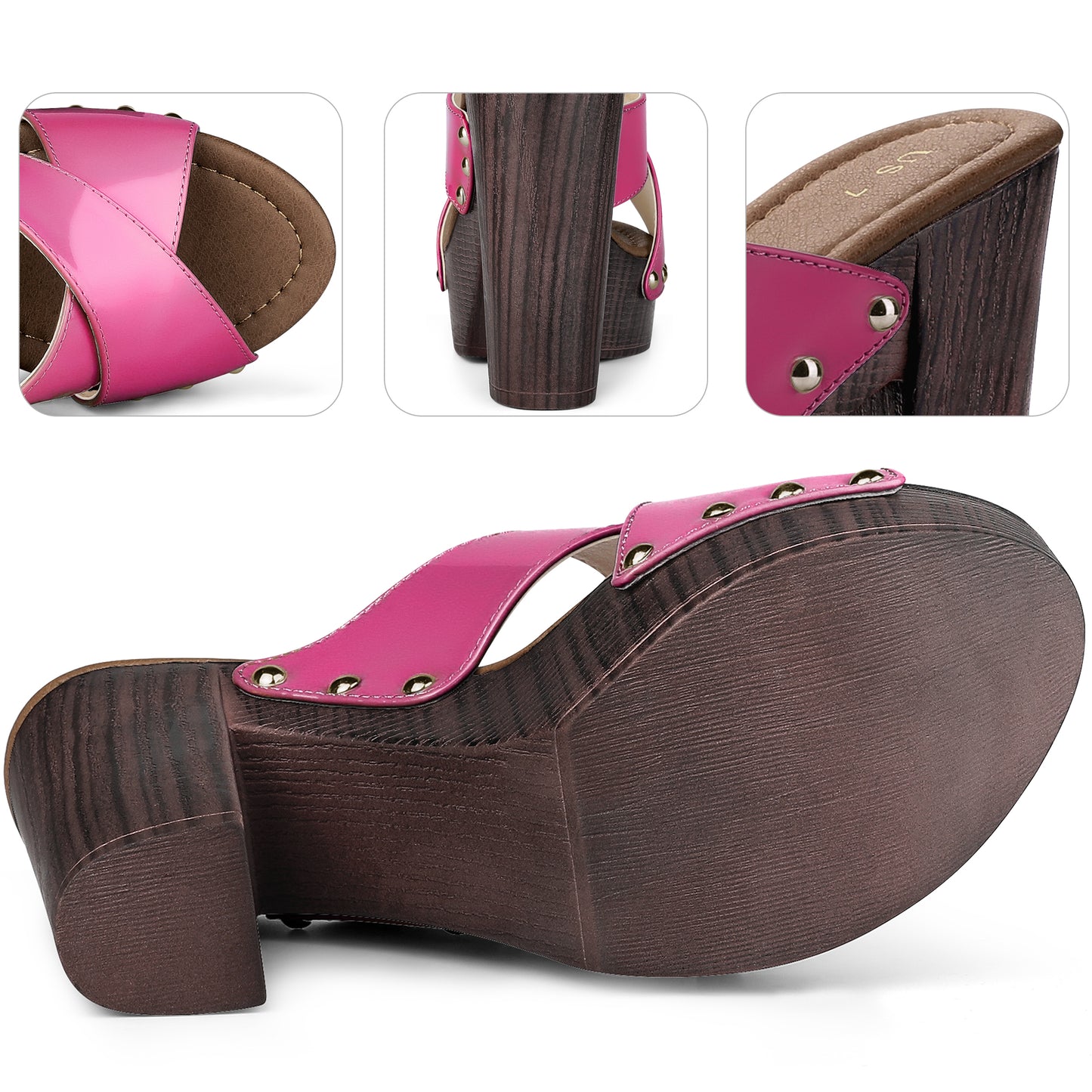 Women Platform Crisscross Strap Chunky Heels Sandals