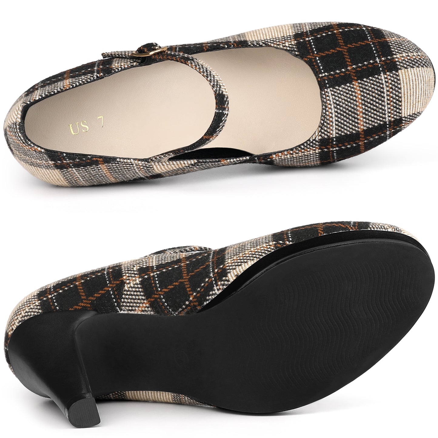 Zapatos Mary Jane con plataforma y tacón de aguja de pata de gallo para mujer