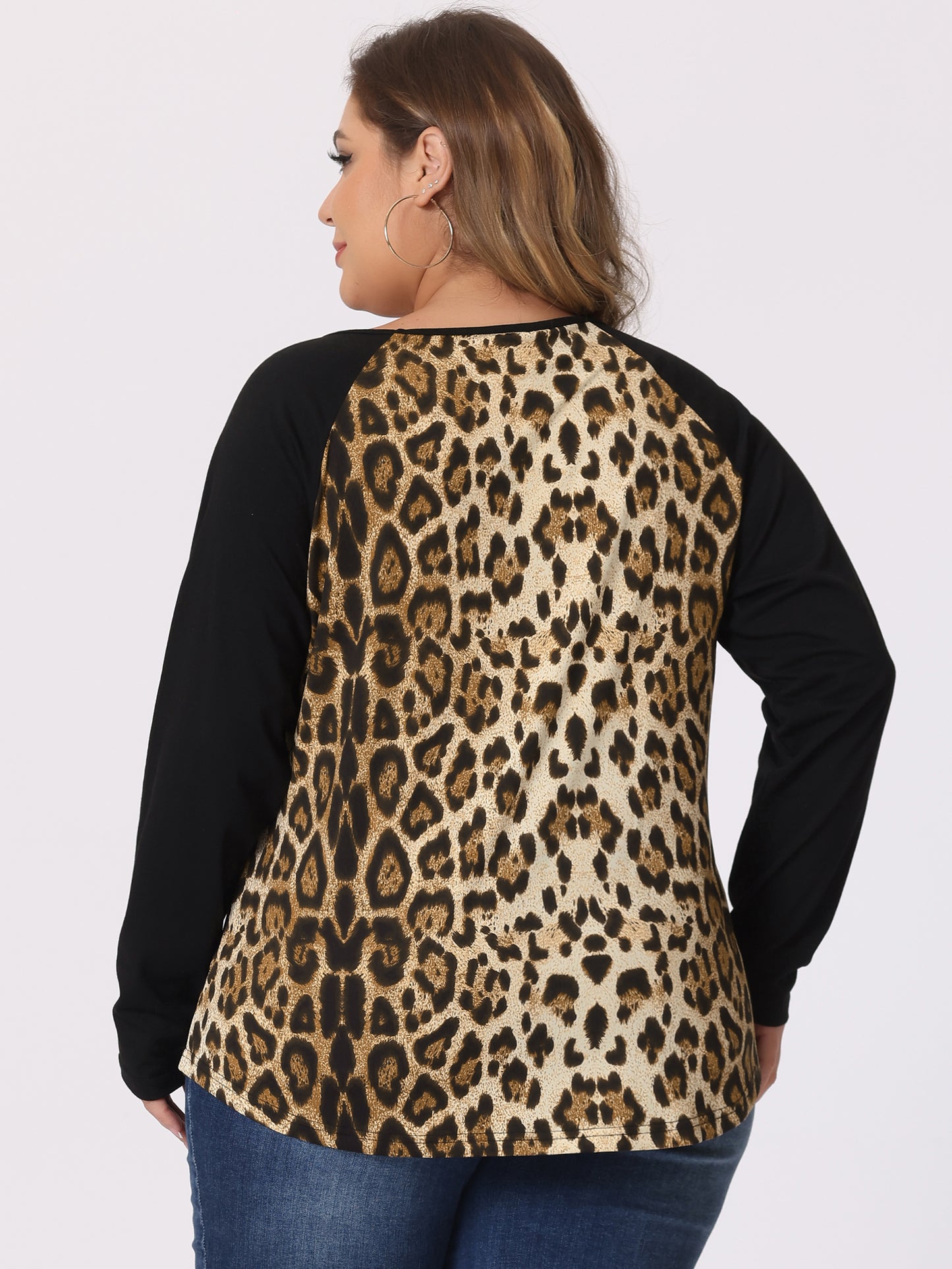 Women's Plus Size Raglan Tee Long Sleeve Tunic T-Shirt Casual Loose Top