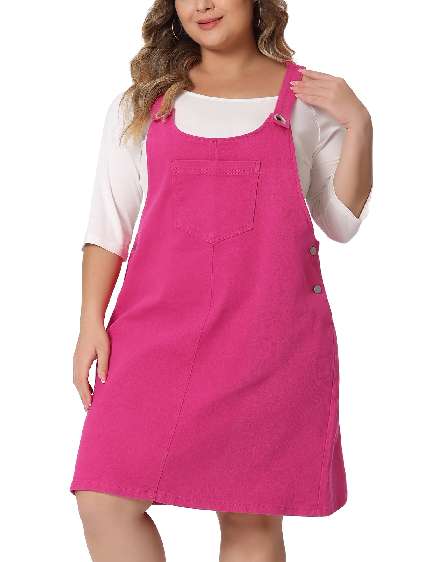 Vestido de mezclilla con tirantes y falda tipo jersey para mujer, talla grande