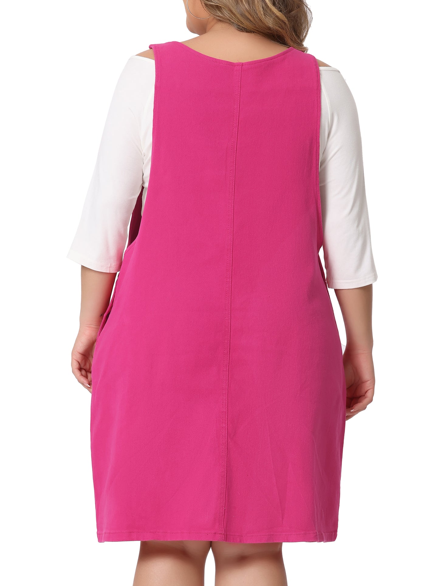 Vestido de mezclilla con tirantes y falda tipo jersey para mujer, talla grande