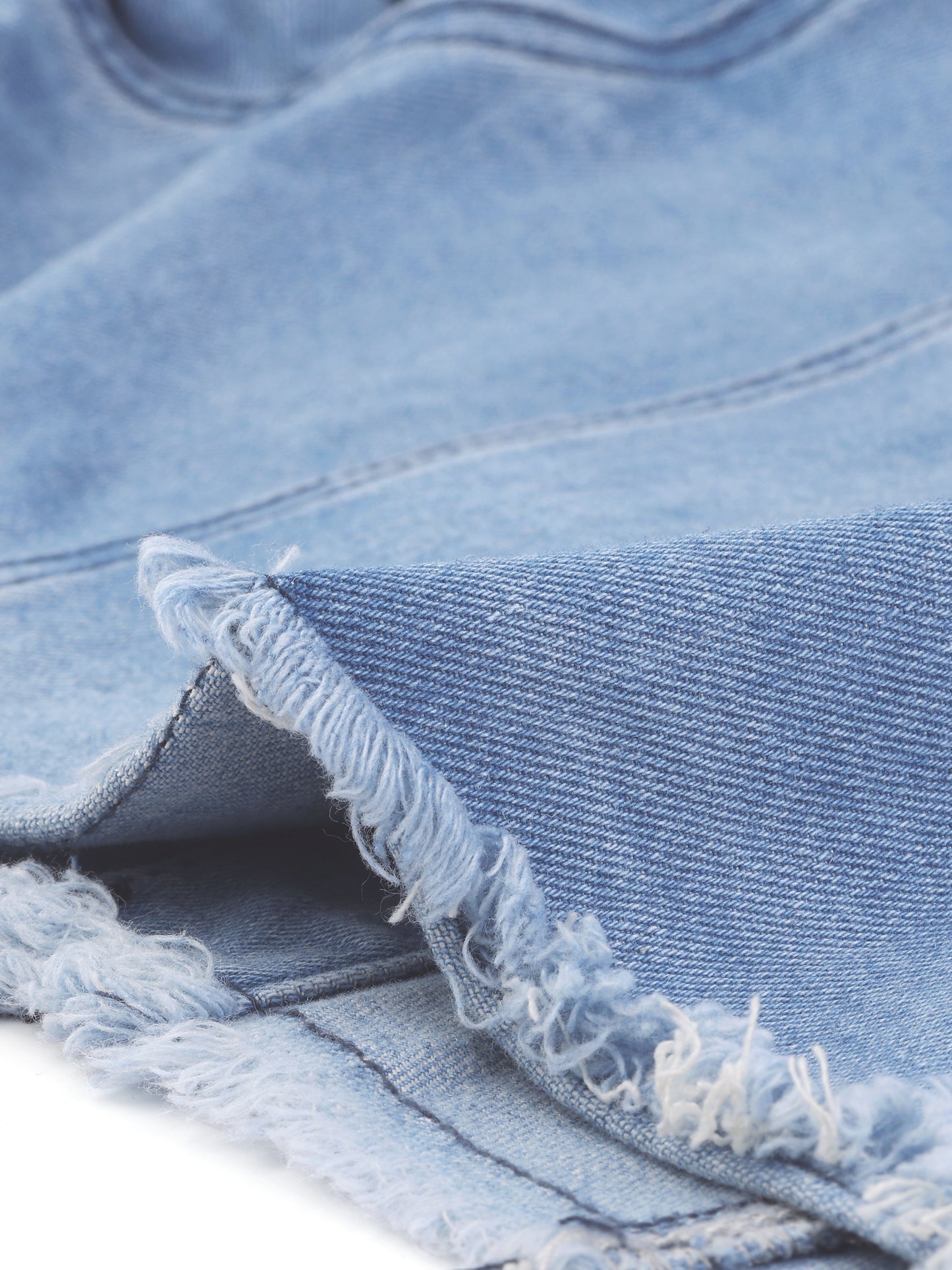 Women Plus Size Frayed Hem Tassel Button Jeans Cropped Denim Jacket