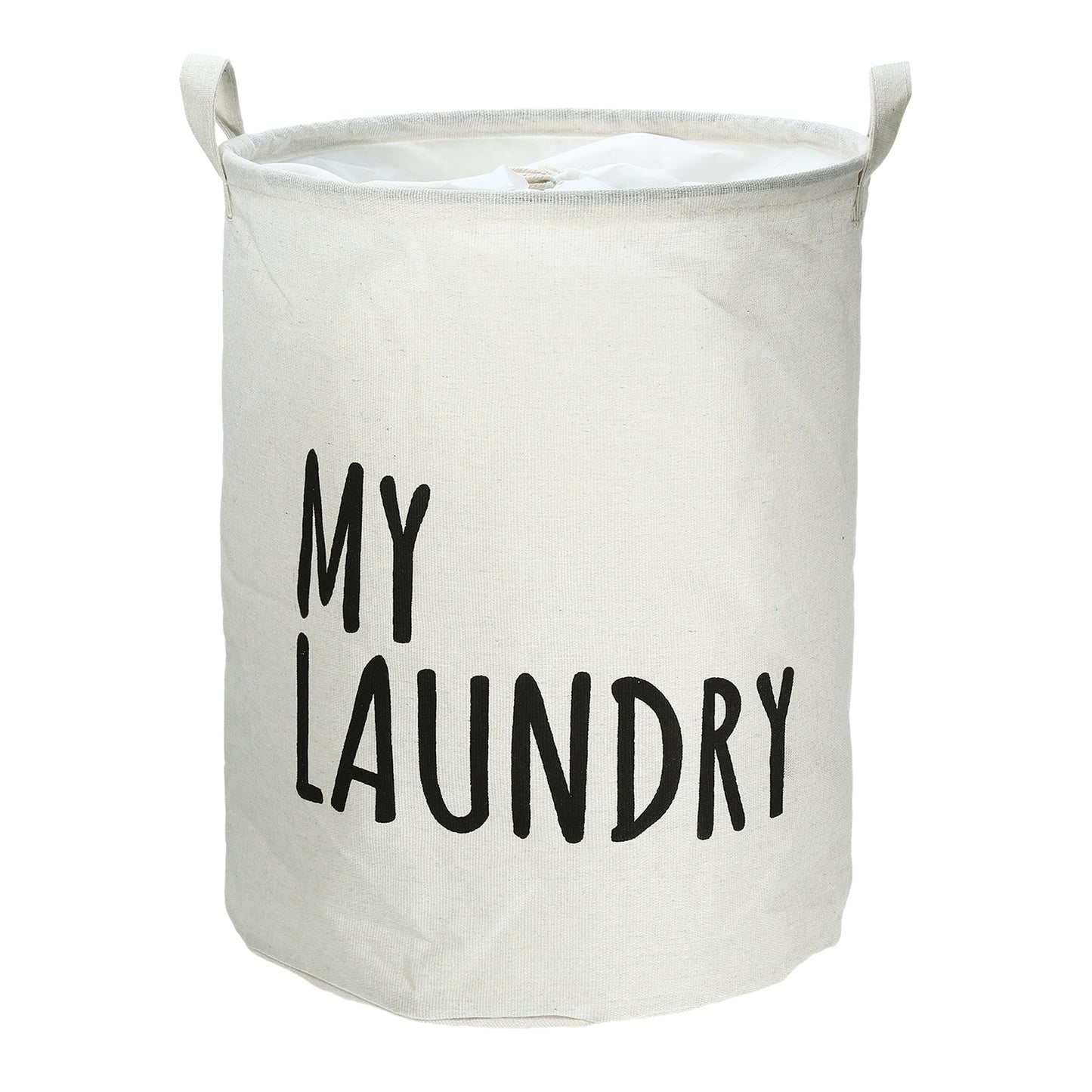 Foldable Laundry Basket, Drawstring Closure Tall Laundry Hamper with Handle White