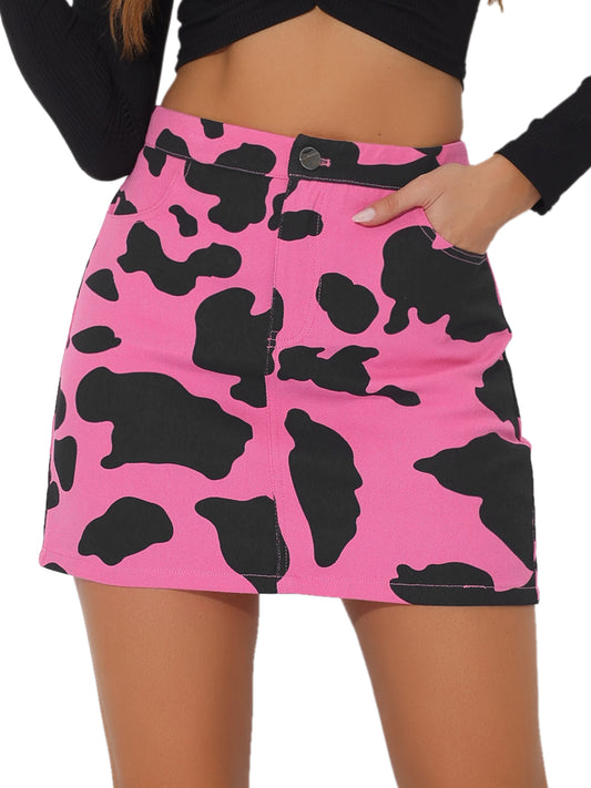 Women's High Waist Mini Print Casual Short Skirt