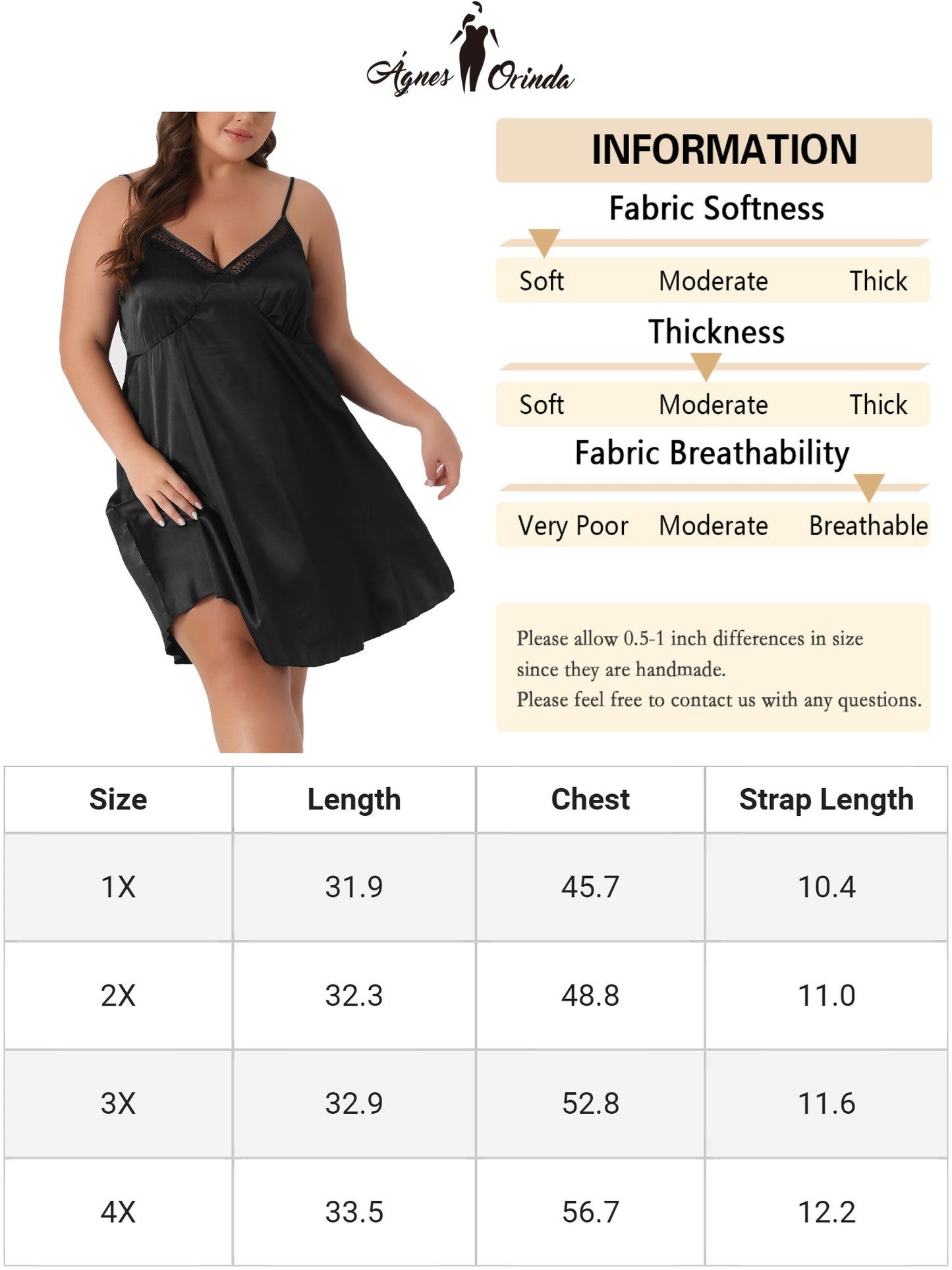 Women Plus Size Lingerie Satin Lace Chemise Nightgown V-Neck Cami Sleeveless Dress Sleepwear