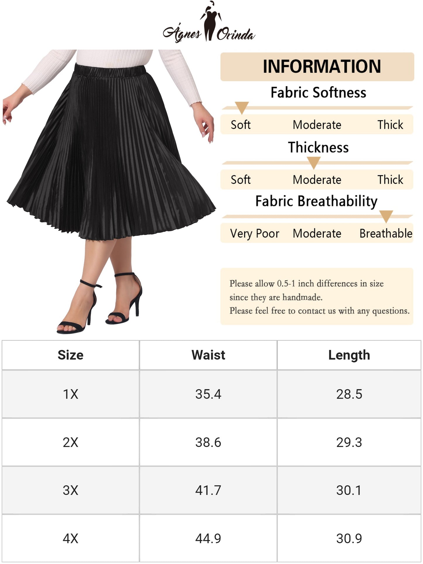 Women Plus Size Skirts Elastic High Waist Party Metallic Shiny Accordion Pleated Midi Skirt