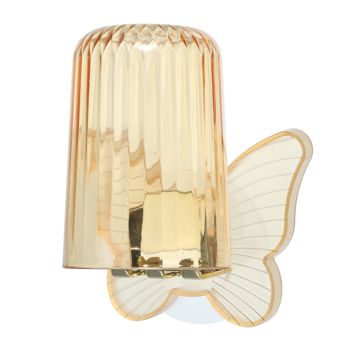 Juego de portacepillos de dientes de pared con forma de mariposa y vaso para baño, 11 x 8,5 cm, color naranja