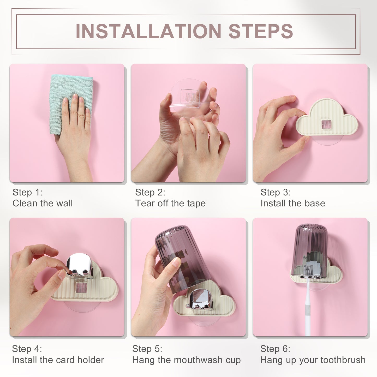 1 Set Cloud Shaped Wall Mounted Toothbrush Holder with Cup, 4.33"x2.56" Green