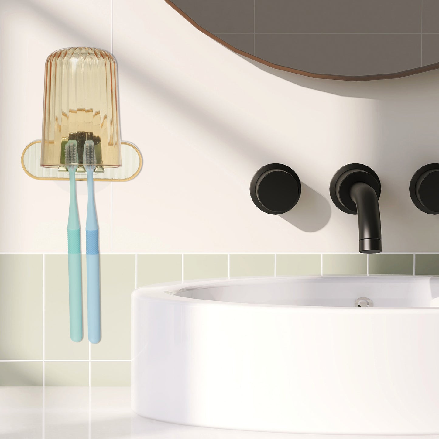 1 Set Cloud Shaped Wall Mounted Toothbrush Holder with Cup, 4.33"x2.56" Orange