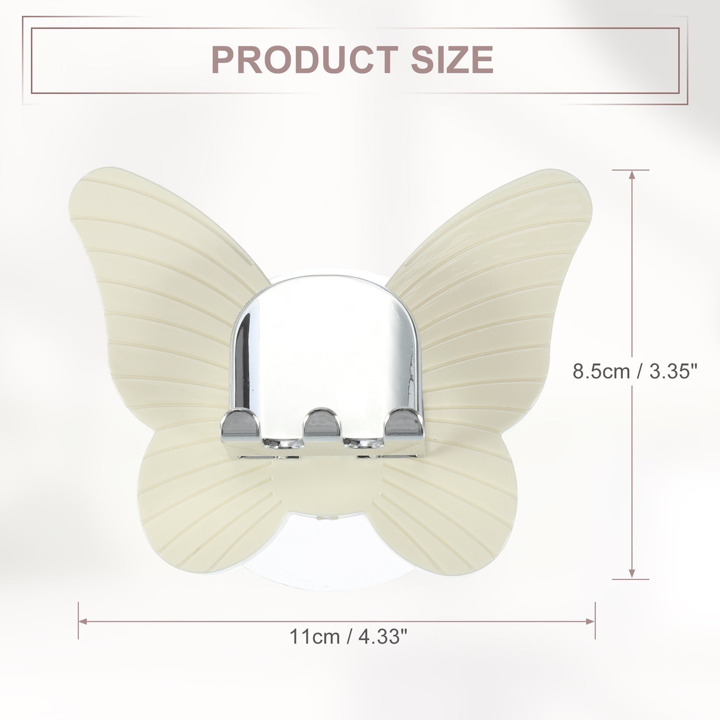 Butterfly Shaped Wall Mounted Toothbrush Holder for Bathrooms, 4.33"x3.35" Beige