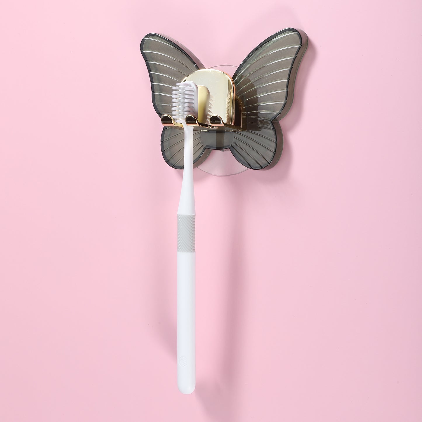Portacepillos de dientes de pared con forma de mariposa para baño, 11 x 8,5 cm, color verde