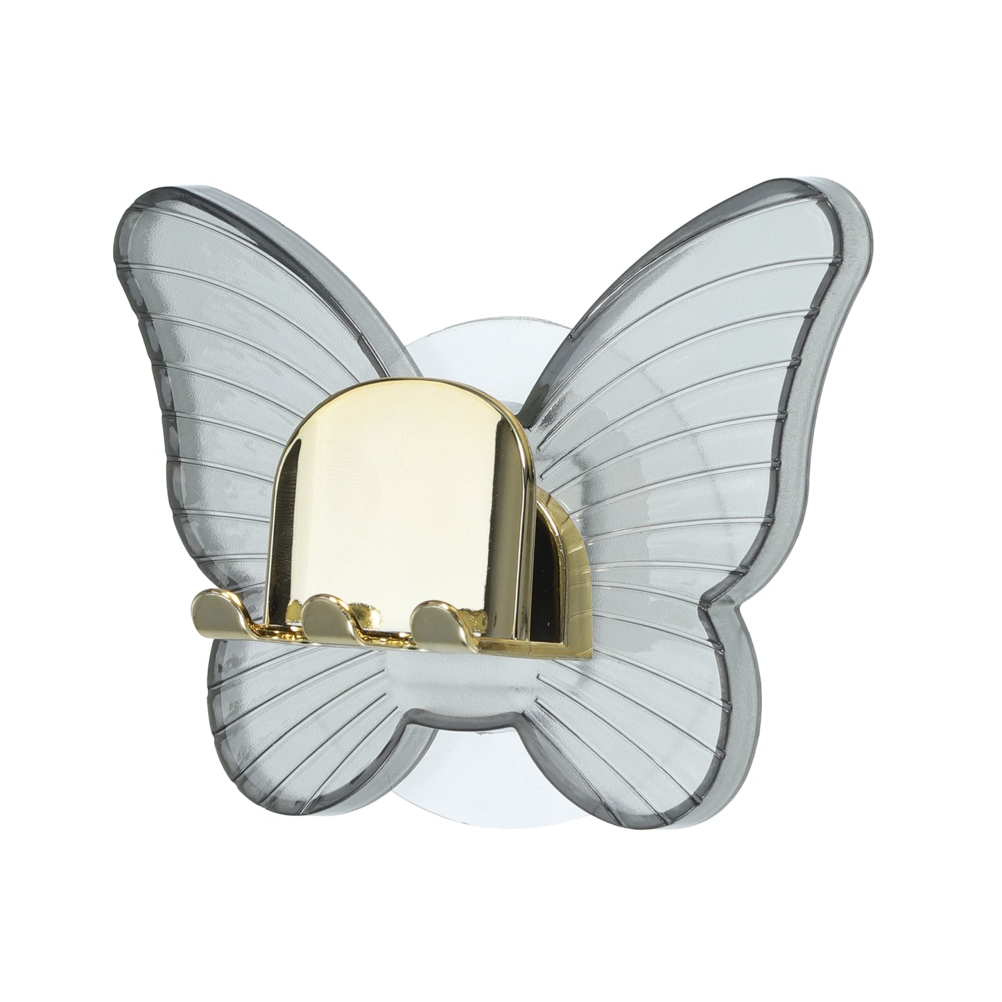 Butterfly Shaped Wall Mounted Toothbrush Holder for Bathrooms, 4.33"x3.35" Gray