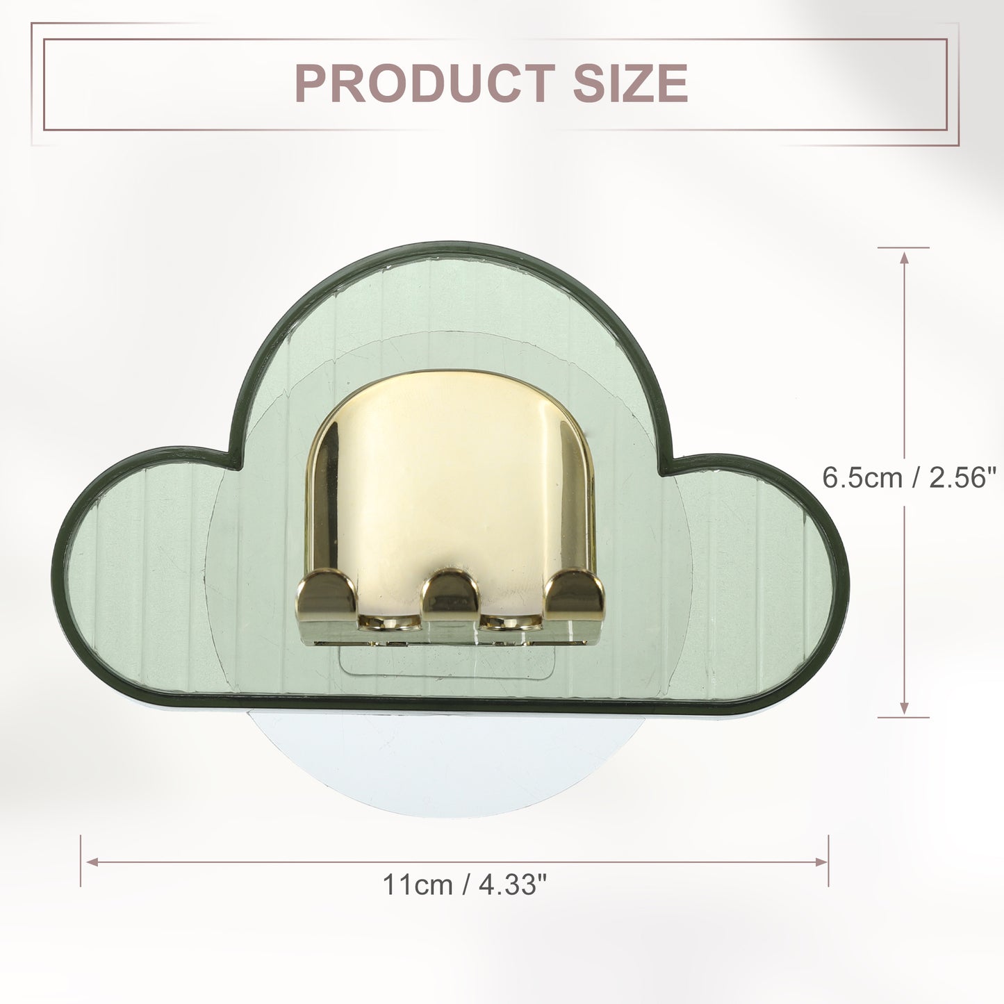 Cloud Shaped Wall Mounted Toothbrush Holder for Bathroom, 4.33"x2.56" Green