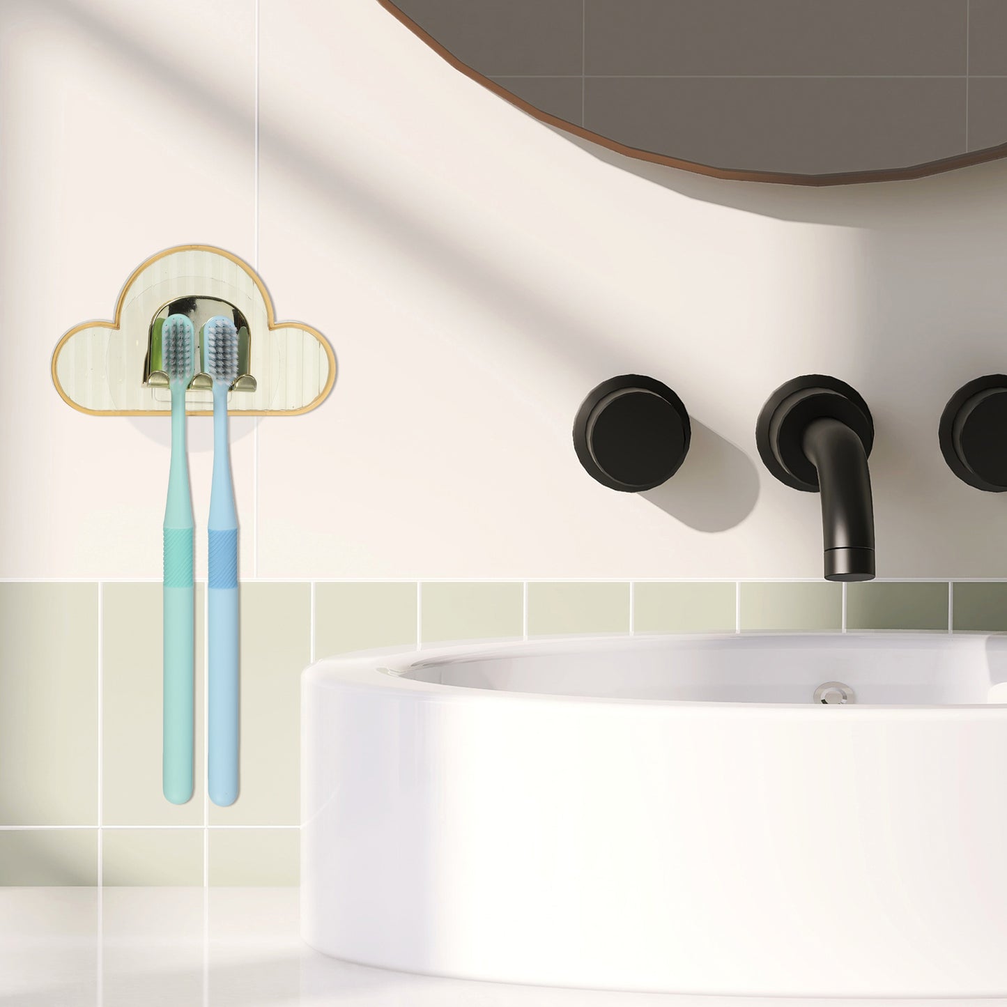 Portacepillos de dientes de pared con forma de nube para baño, 11 x 6,5 cm, color naranja
