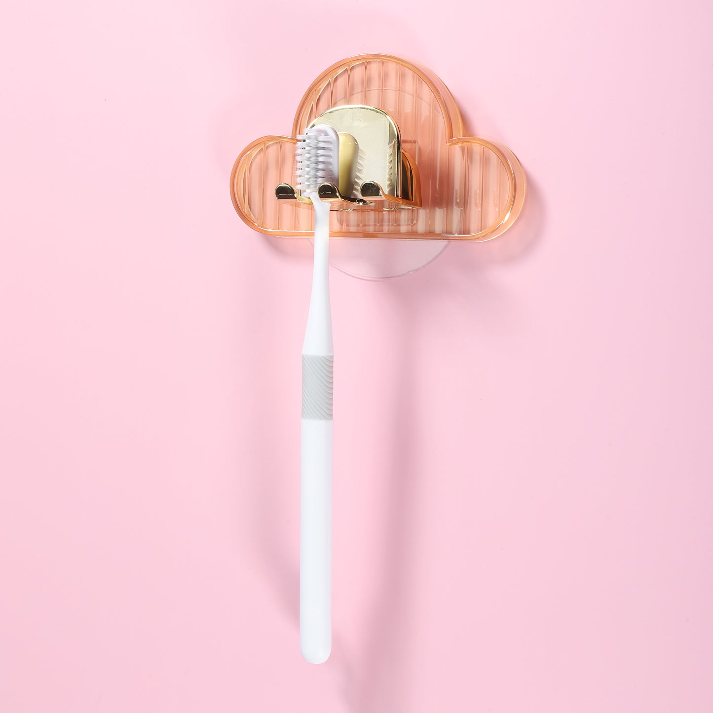 Portacepillos de dientes de pared con forma de nube para baño, 11 x 6,5 cm, color naranja