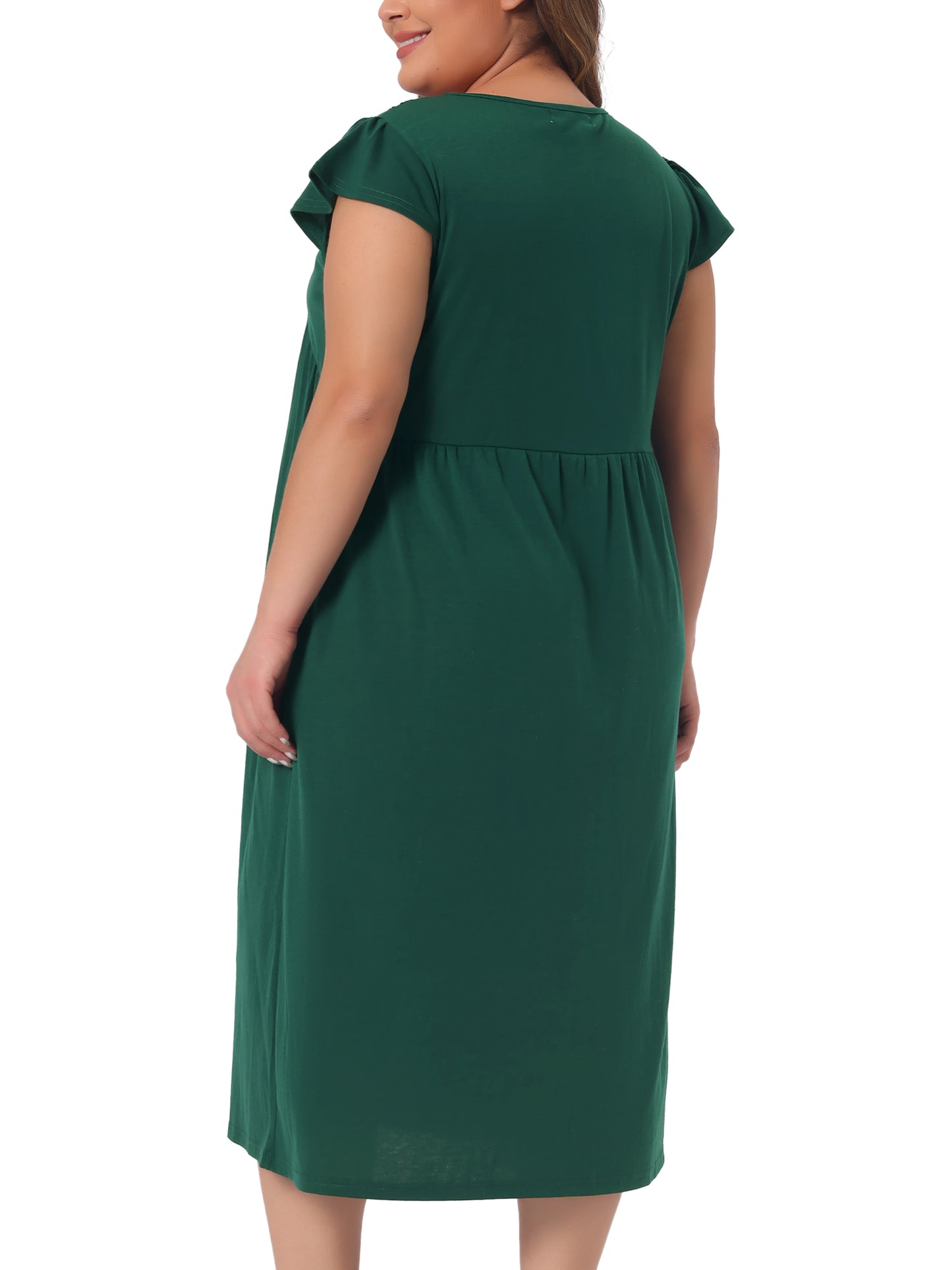 Women's Plus Size Nightgown Sleepwear Lace V Neck Front Slits Nightie Short Sleeves Nightshirt