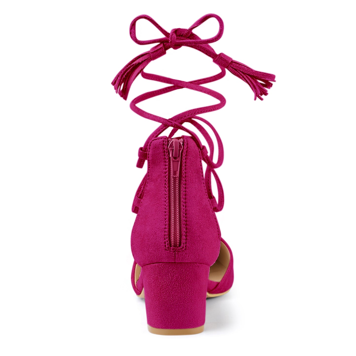 Zapatos de tacón de bloque con punta puntiaguda y cordones para mujer