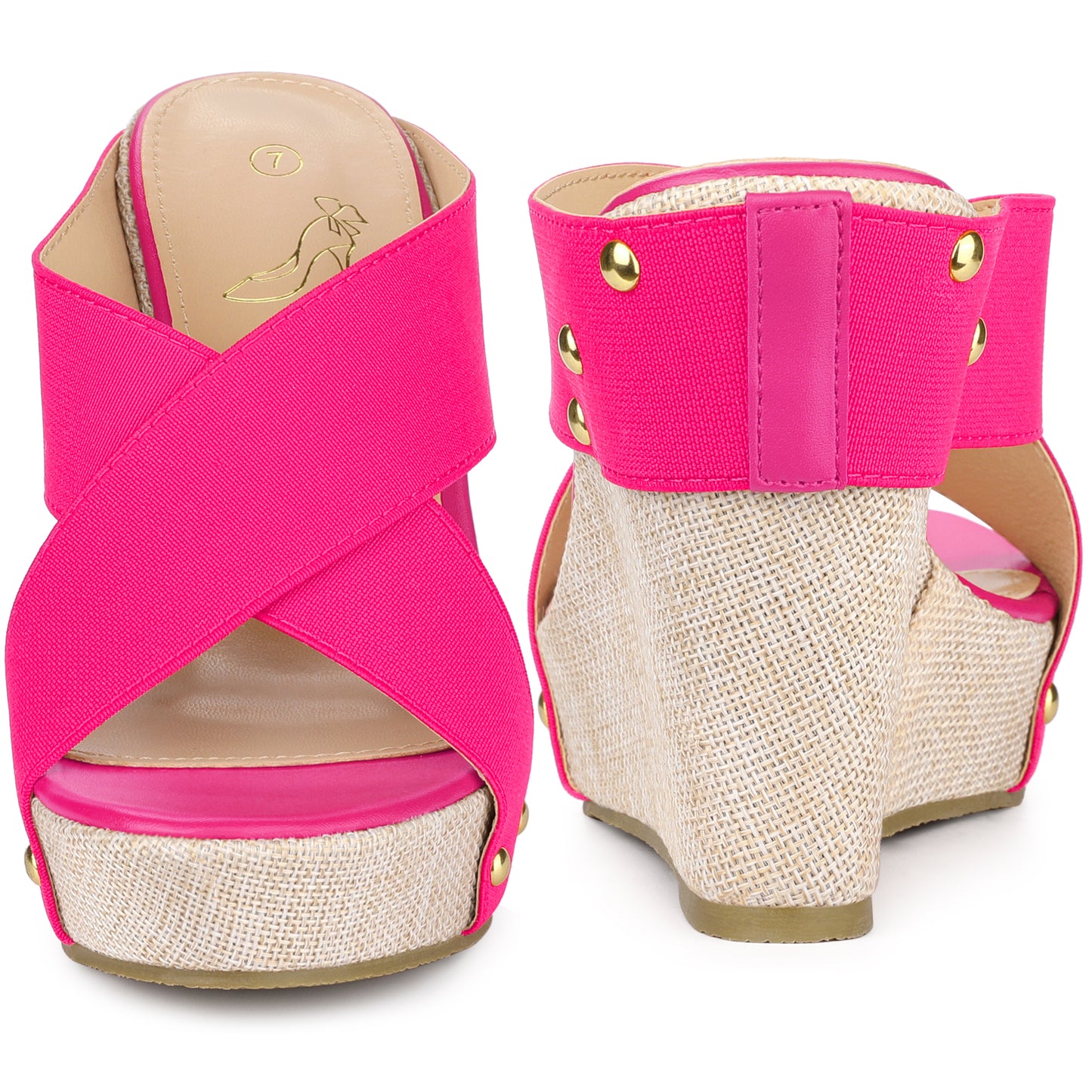 Women Open Toe Platform Linen Slide Wedge Sandals
