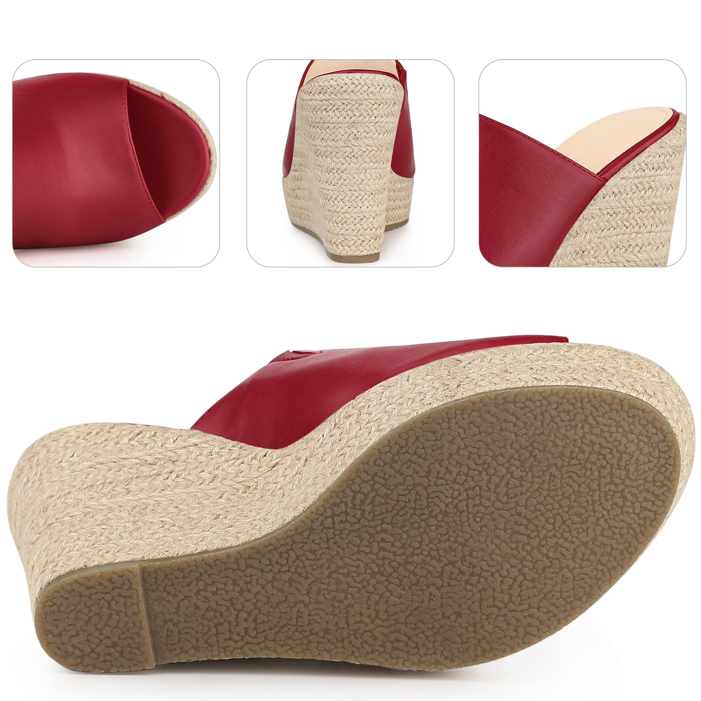 Women Open Toe Espadrille Wedge Heel Platform Slide Sandal