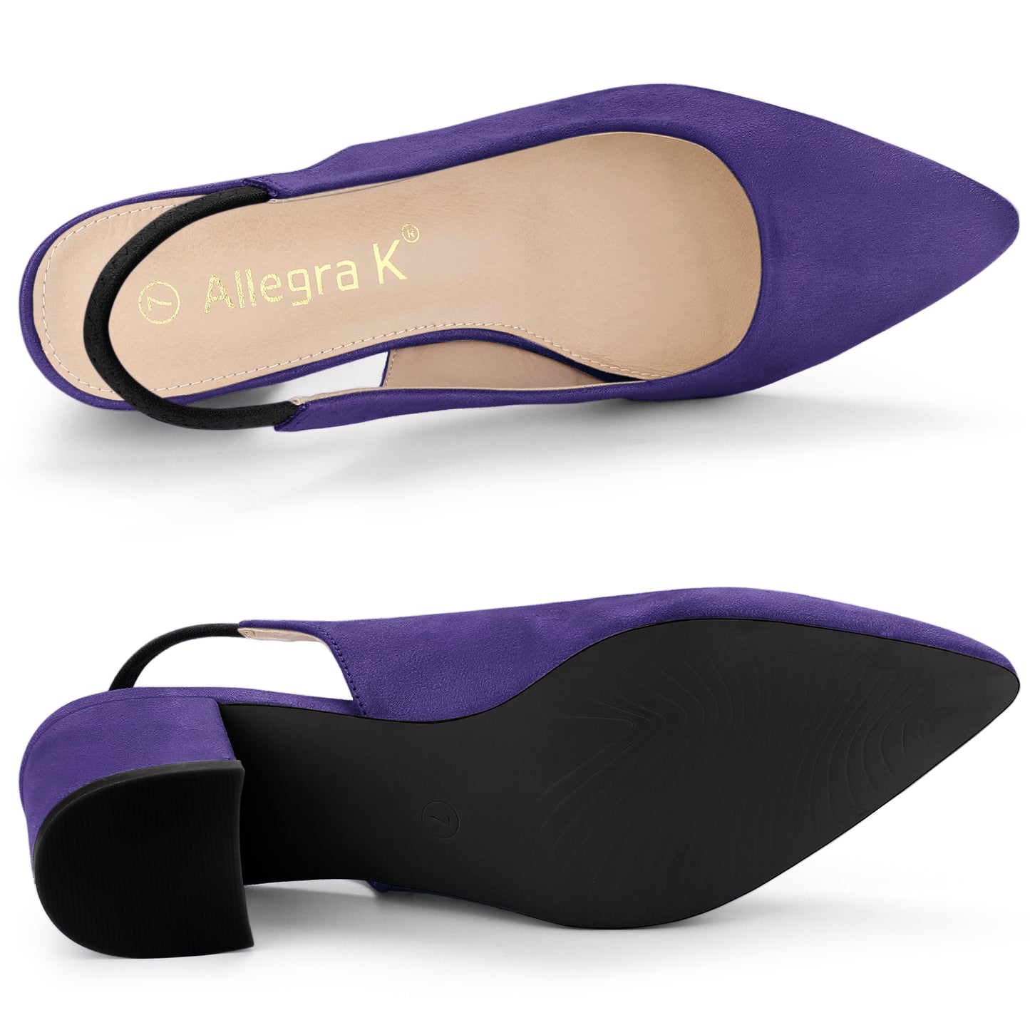 Zapatos de tacón de bloque con punta puntiaguda para mujer
