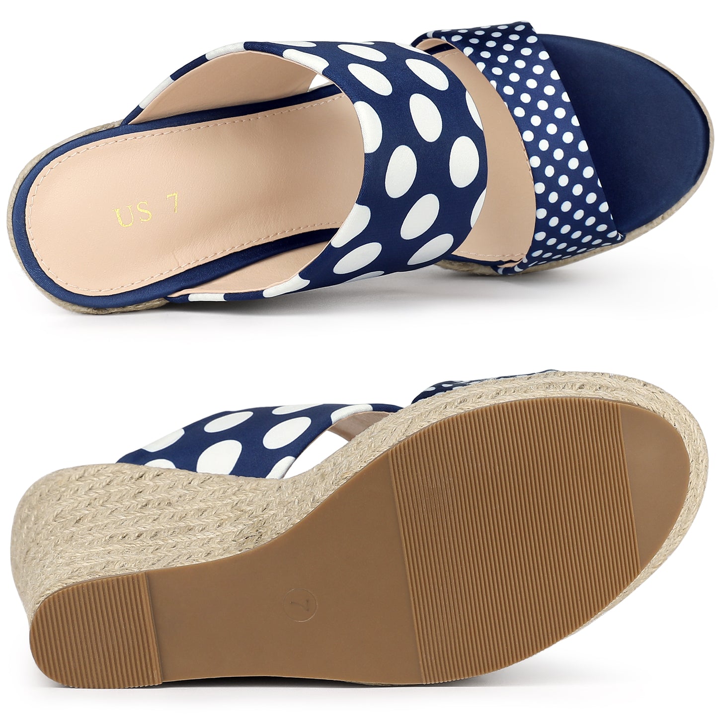 Women's Platform Polka Dots Heel Espadrille Wedge Sandals
